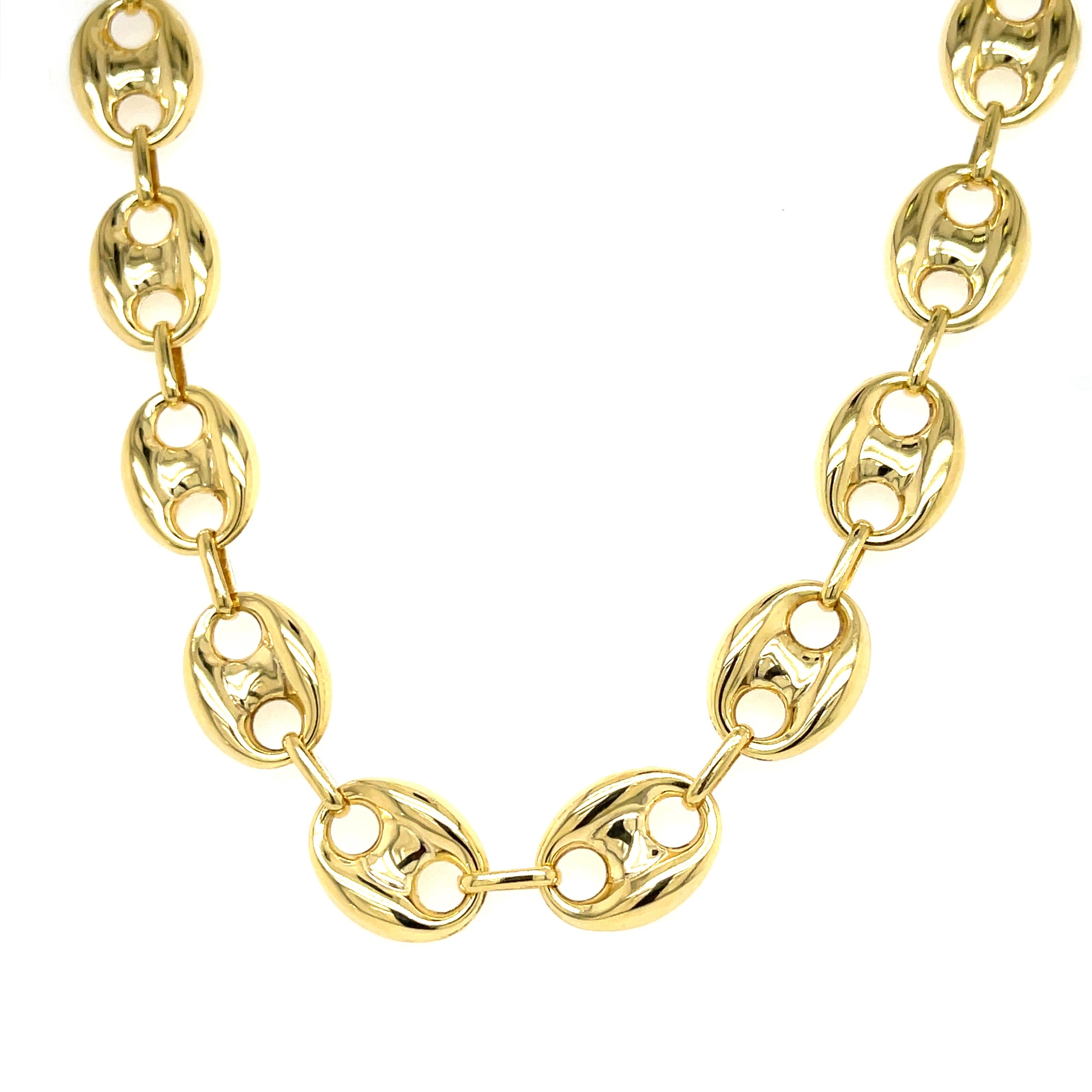 14K Gold Chunky Puffed Mariner Necklace