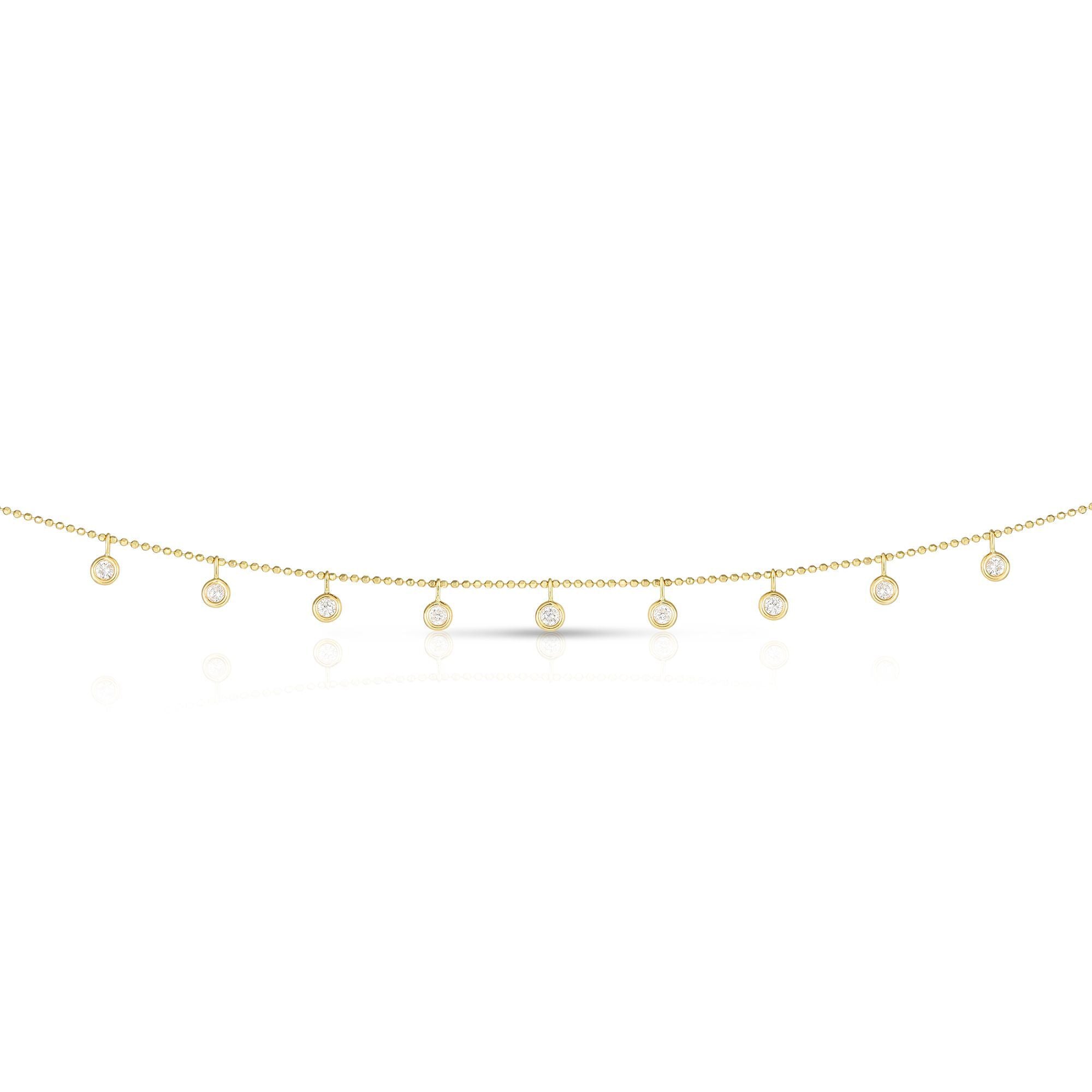 Dangling Diamond Necklace In 14K Gold 