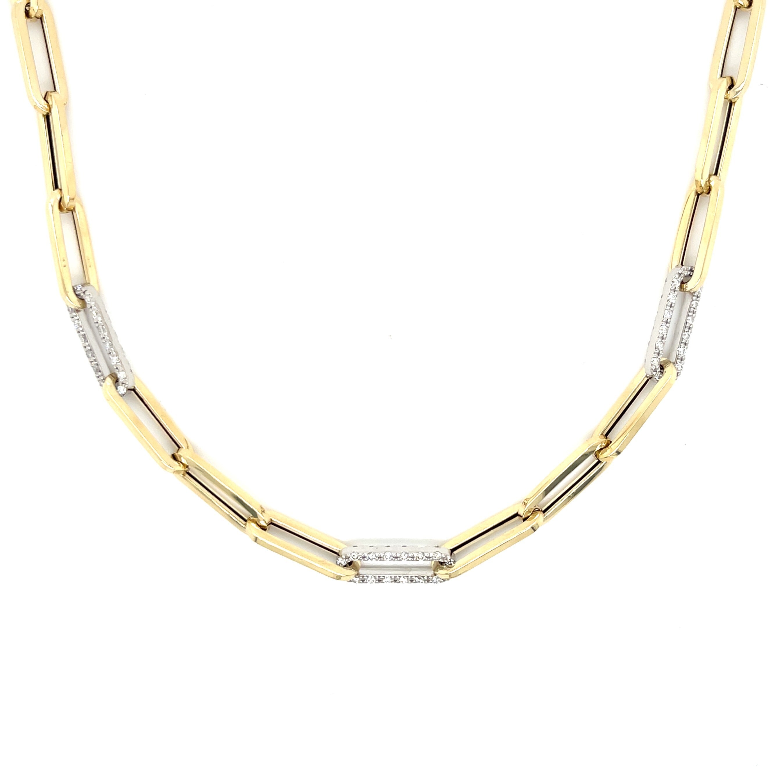 1 Ct Diamond Paperclip Necklace In 14K Gold