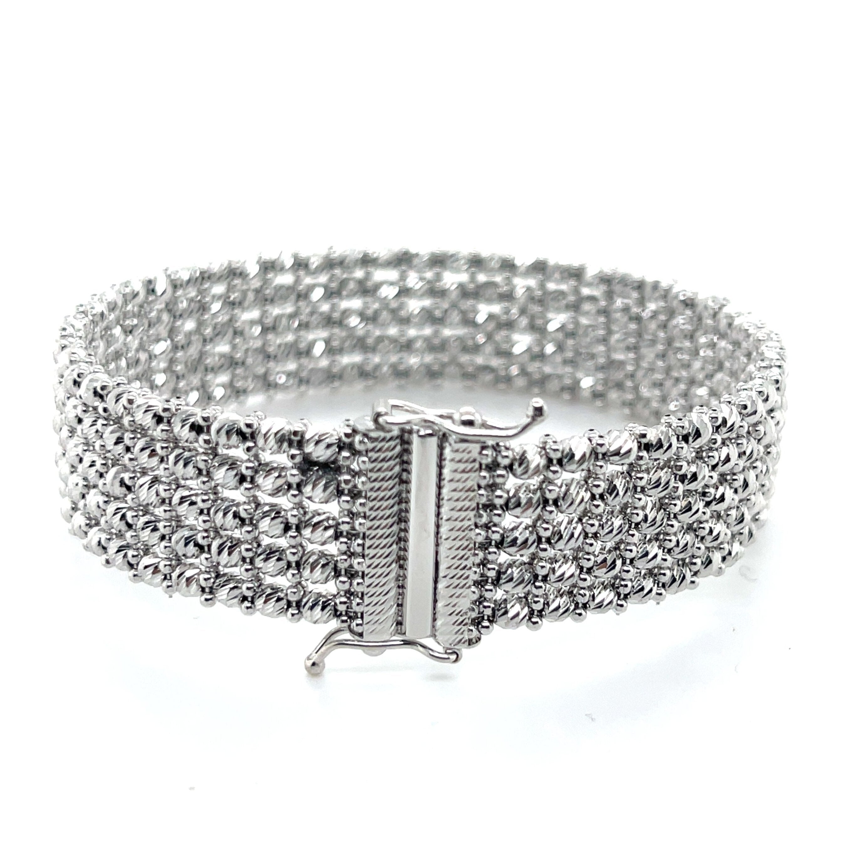 14K White Gold Multi Row Red Carpet Bracelet