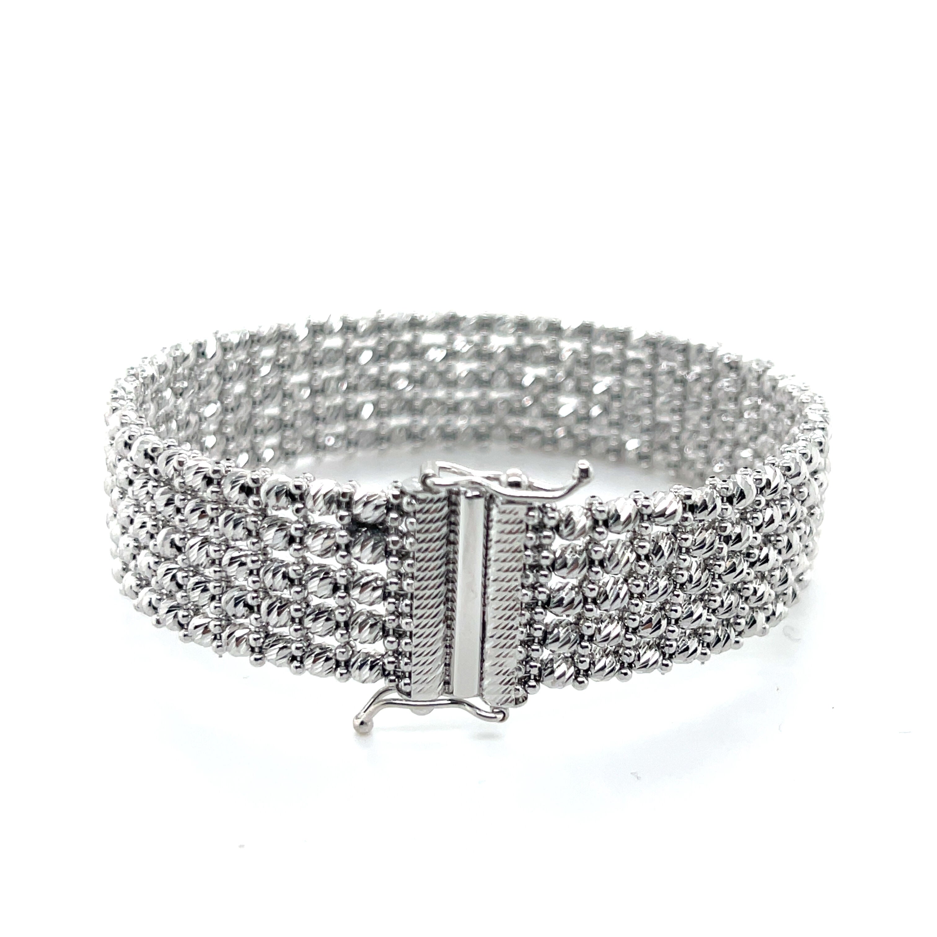 14K White Gold Multi Row Red Carpet Bracelet