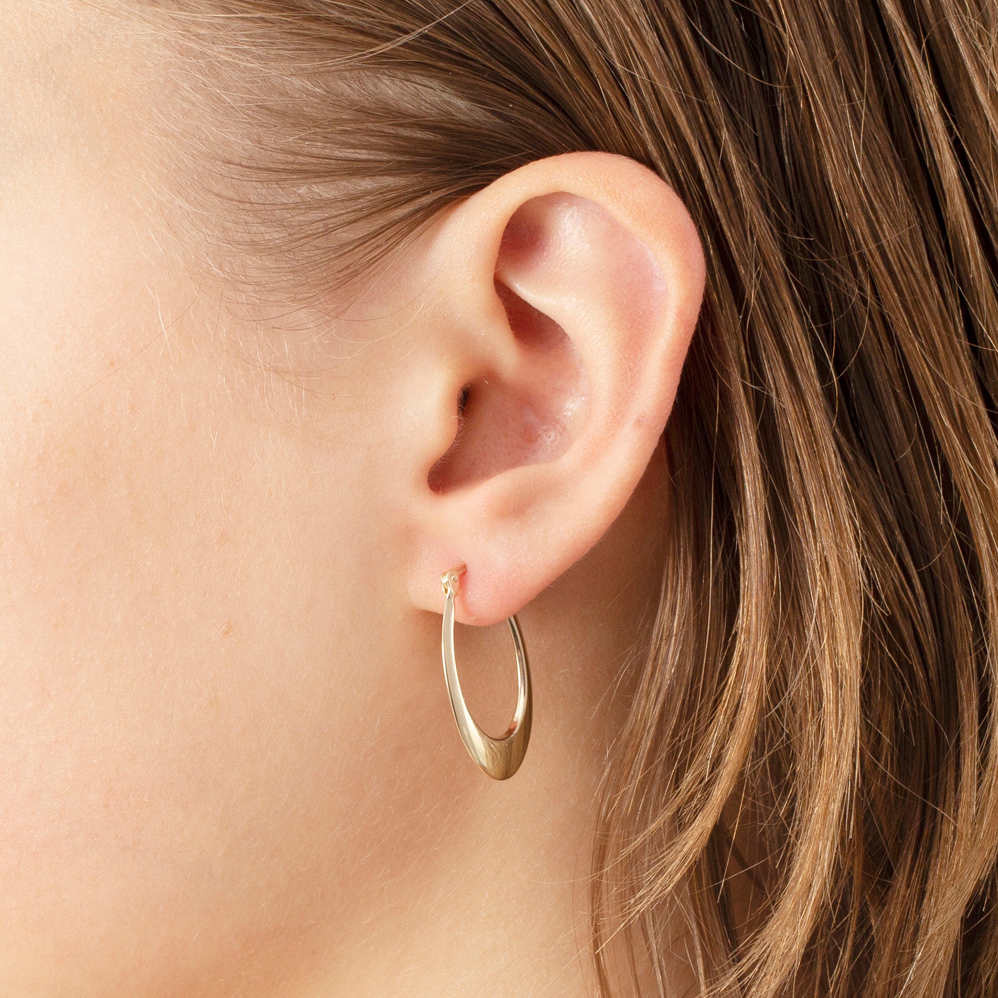 14K Gold Small Graduated Oval Hoops