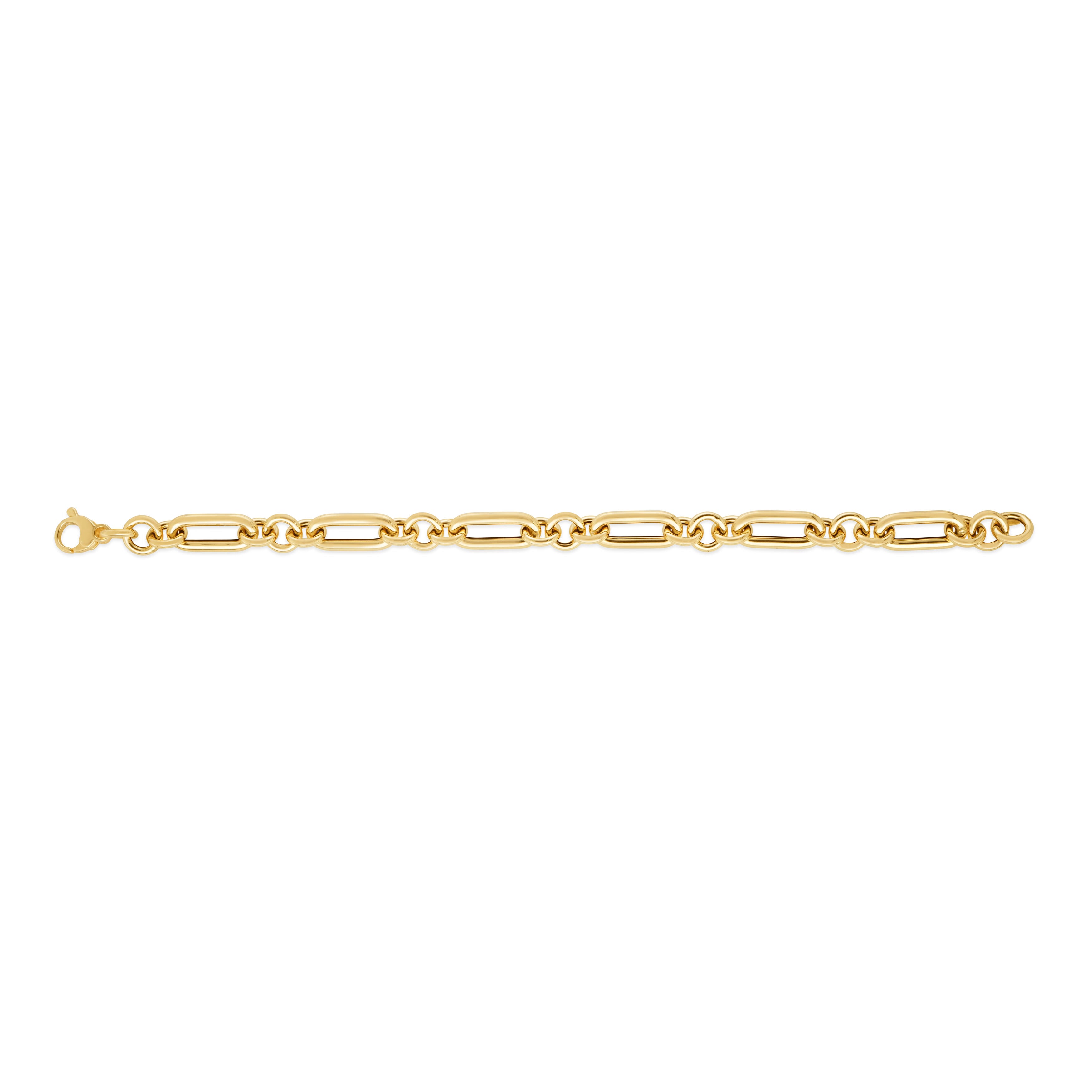 14K Gold Chunky Paperclip And Round Link Bracelet