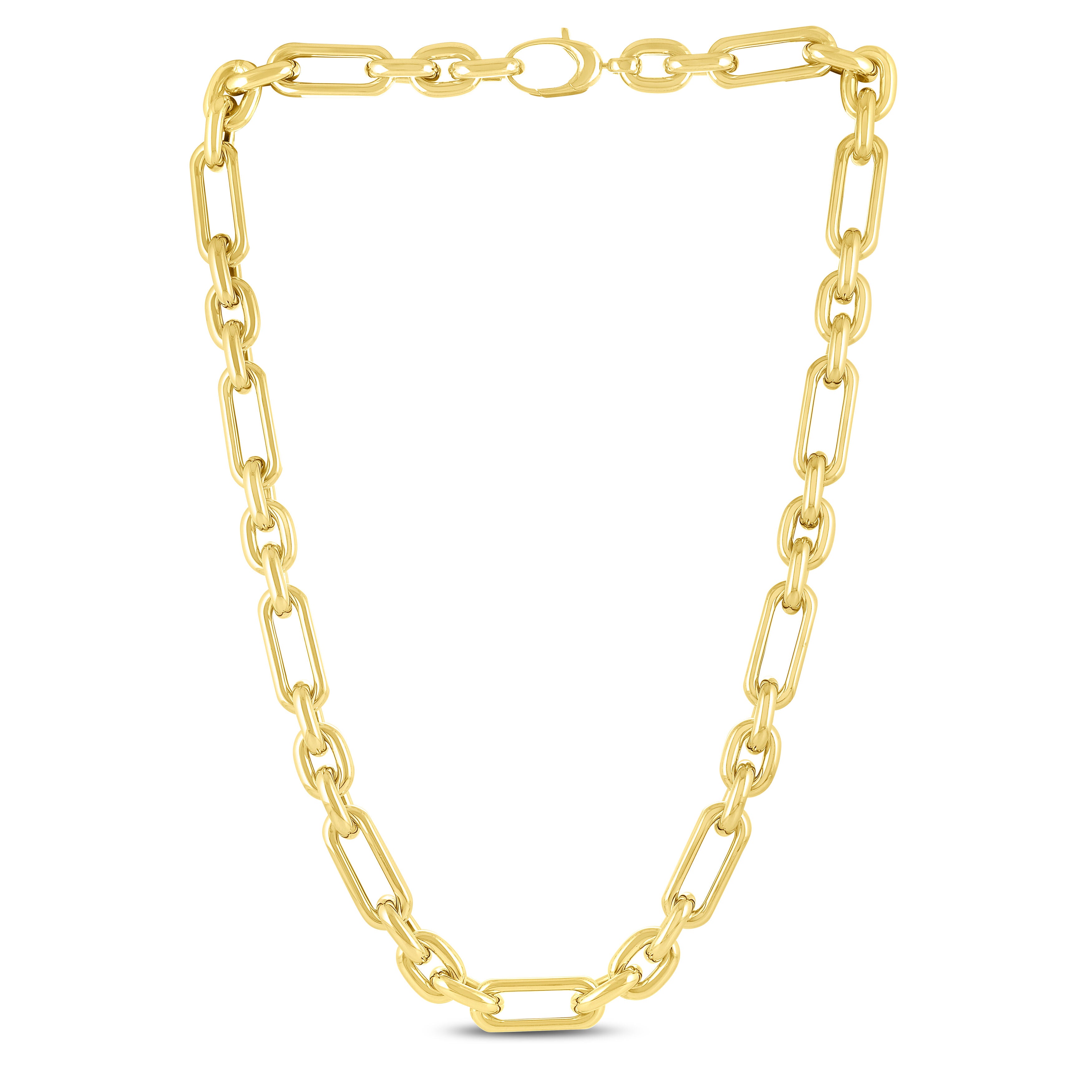 14K Gold Chunky Paperclip And Oval Link Necklace