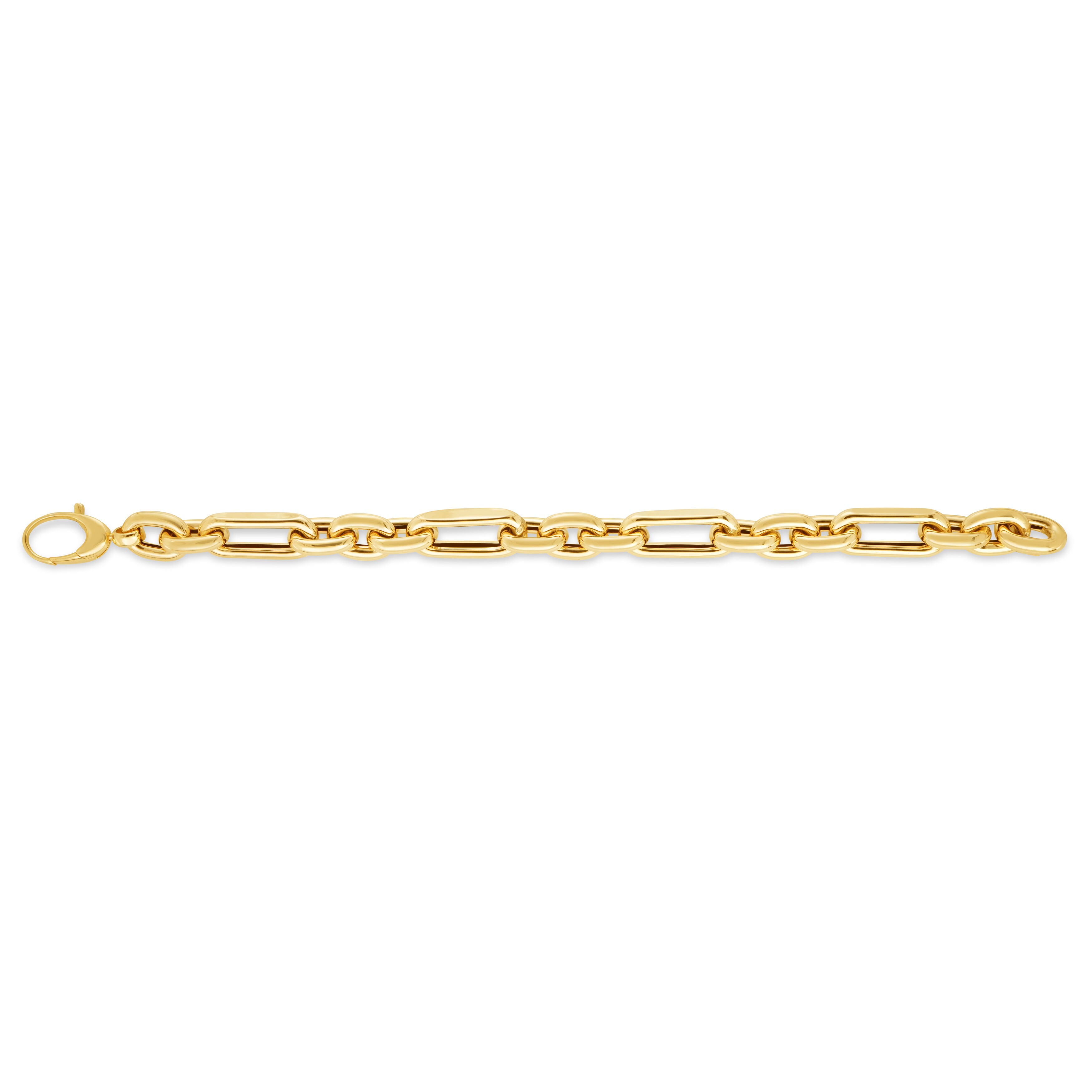 14K Gold Chunky Paperclip And Oval Link Bracelet