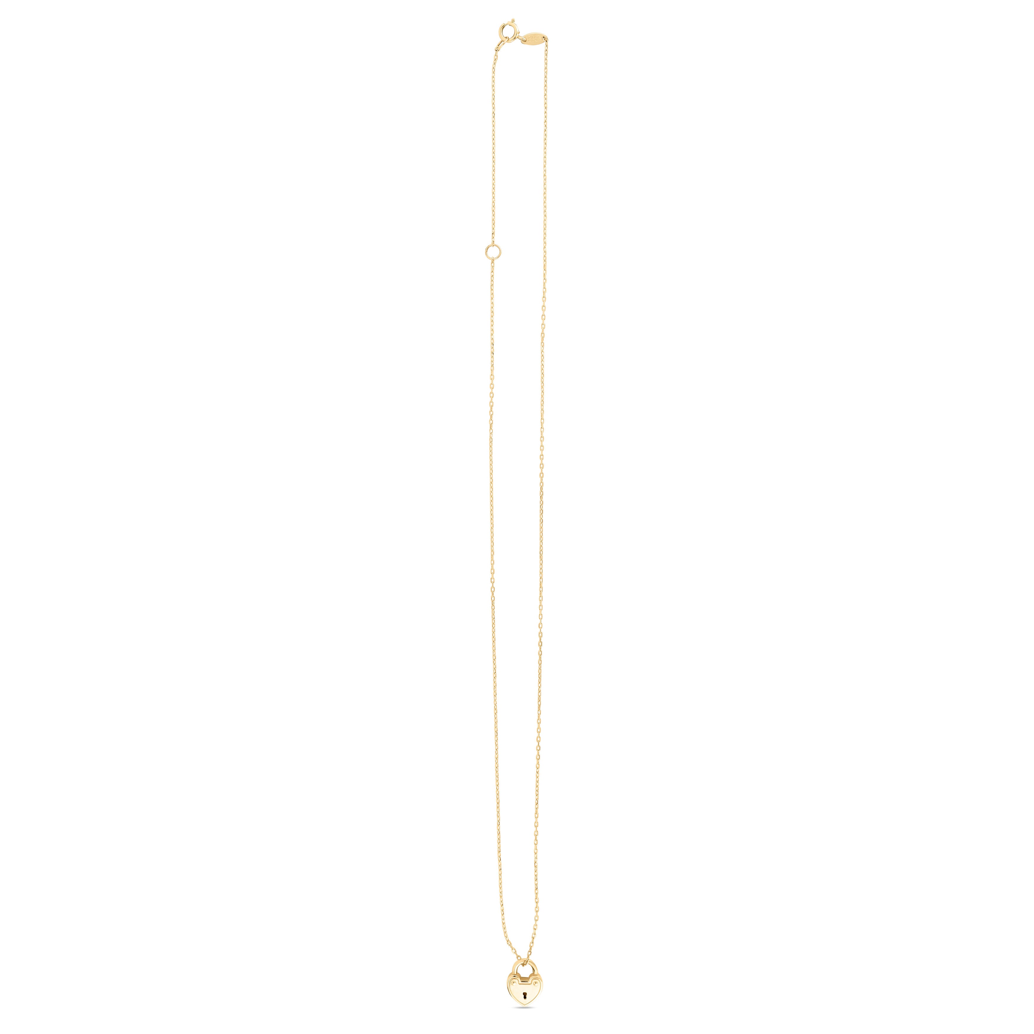 14K Gold Heart Padlock Pendant Necklace