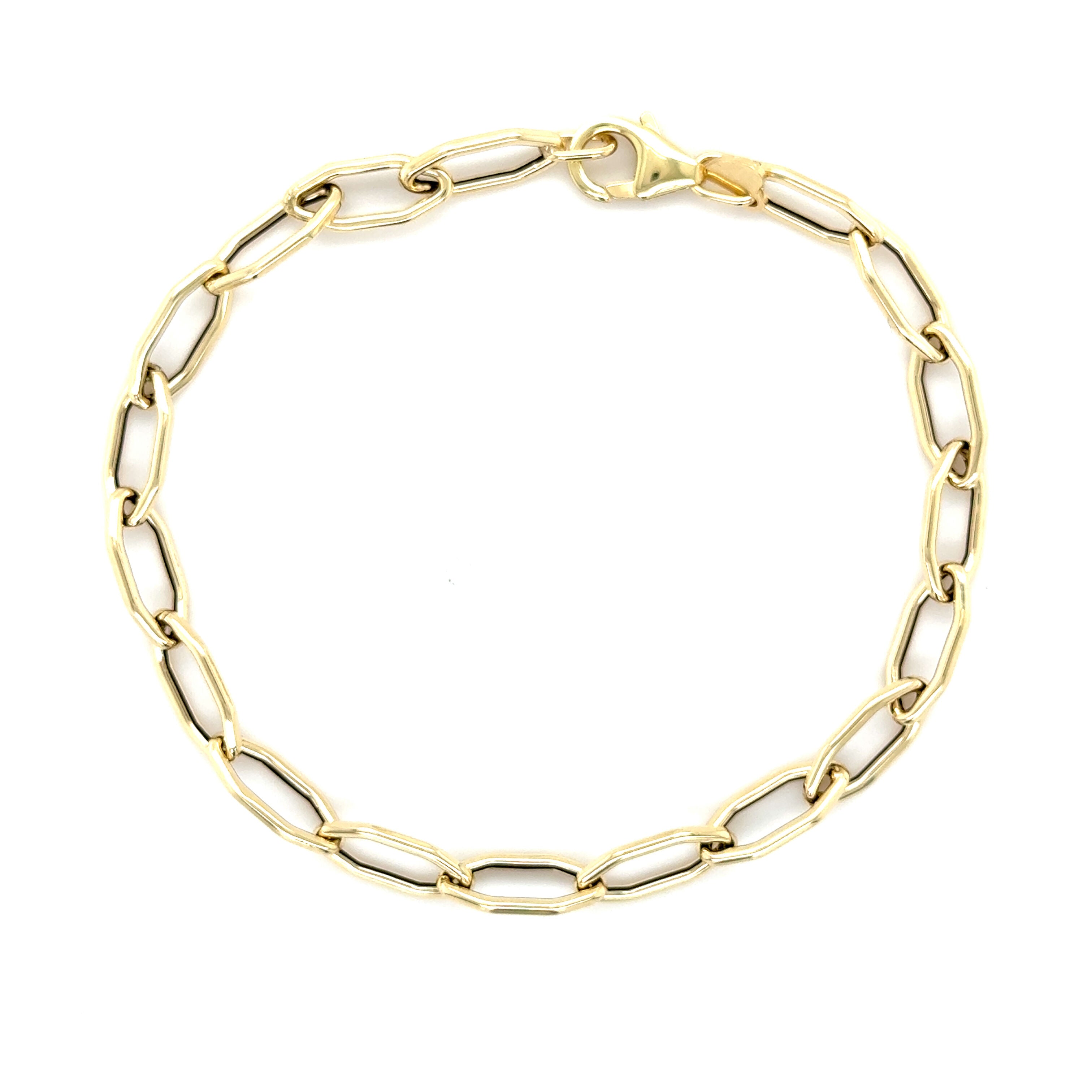 14K Gold Elongated Hexagon Link Bracelet