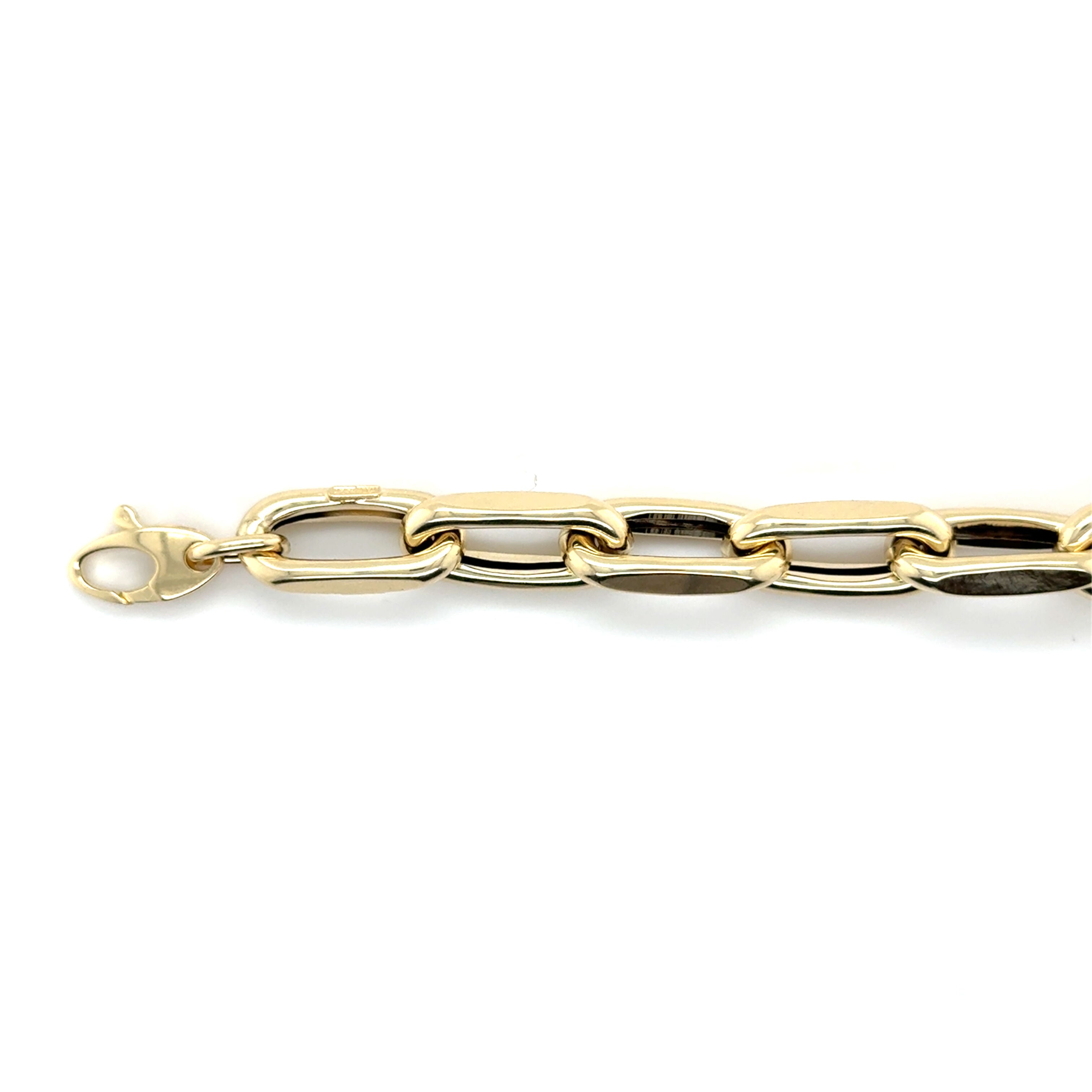 14K Yellow Gold Chunky 9mm Faceted Cable Link Chain Bracelet – Bold, Durable and Secure Lobster Claw Closure