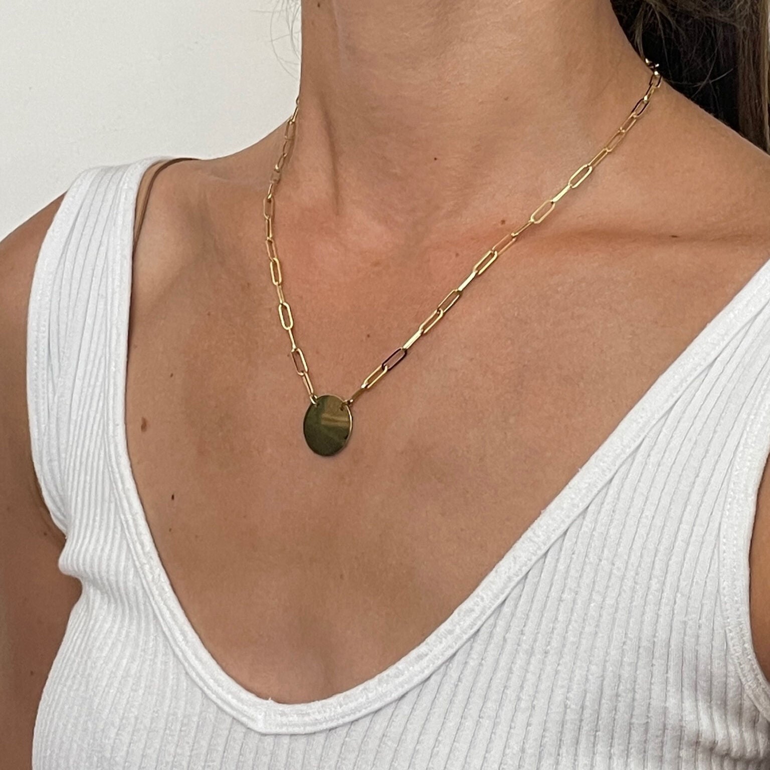 14K Gold Disc Necklace