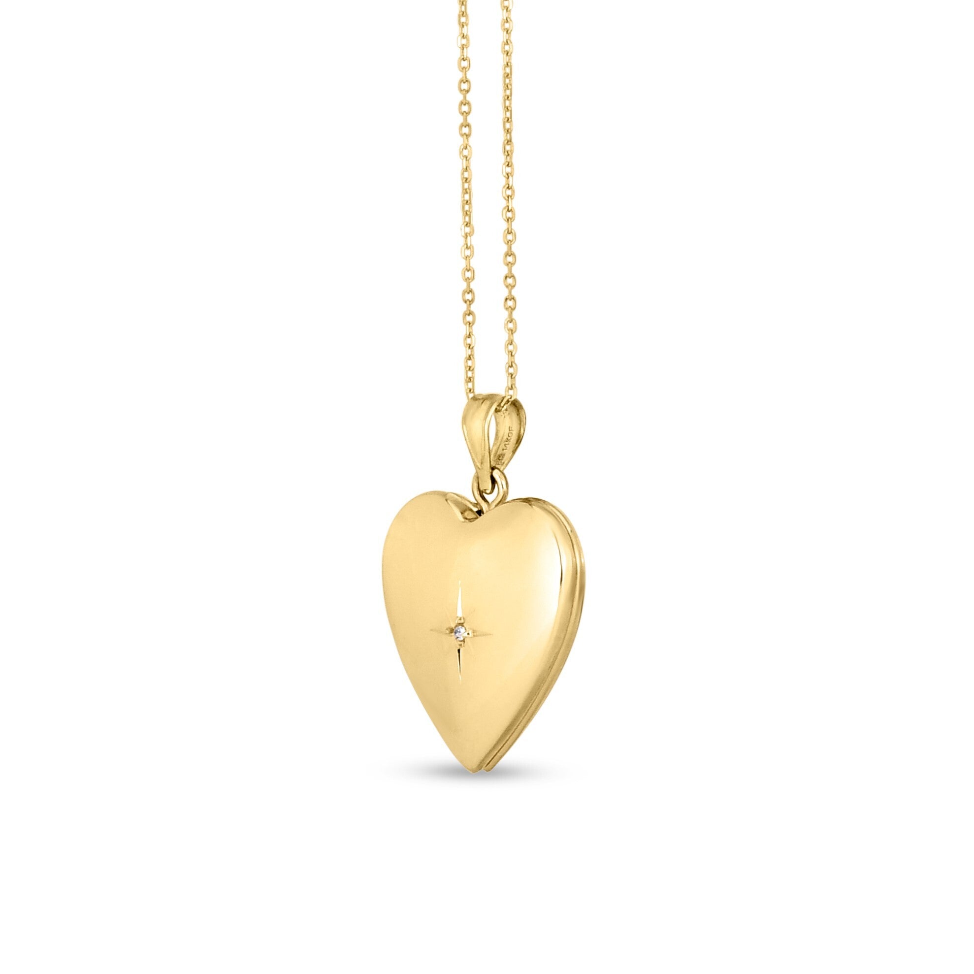 14K Gold And Diamond Heart Locket Necklace