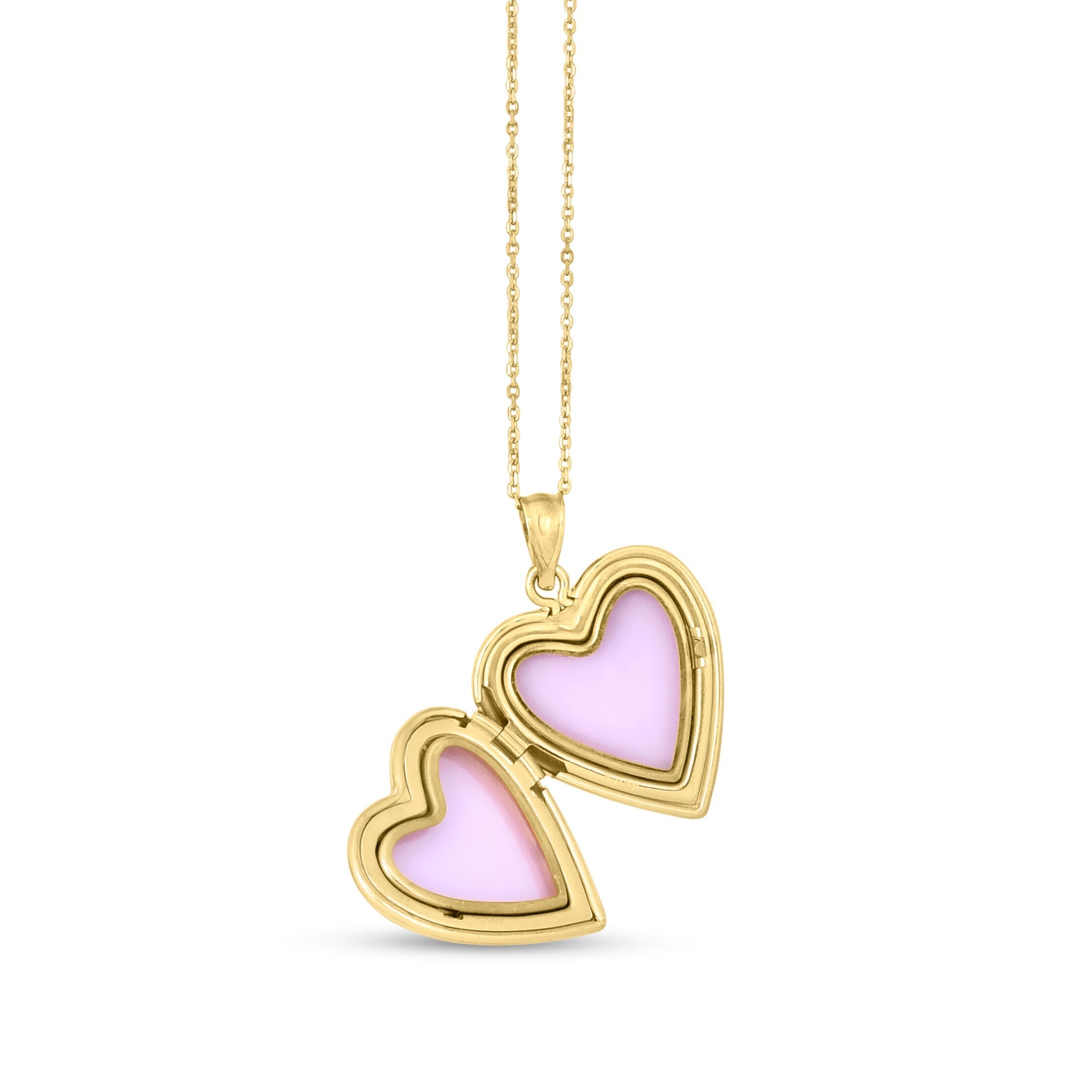 14K Gold And Diamond Heart Locket Necklace