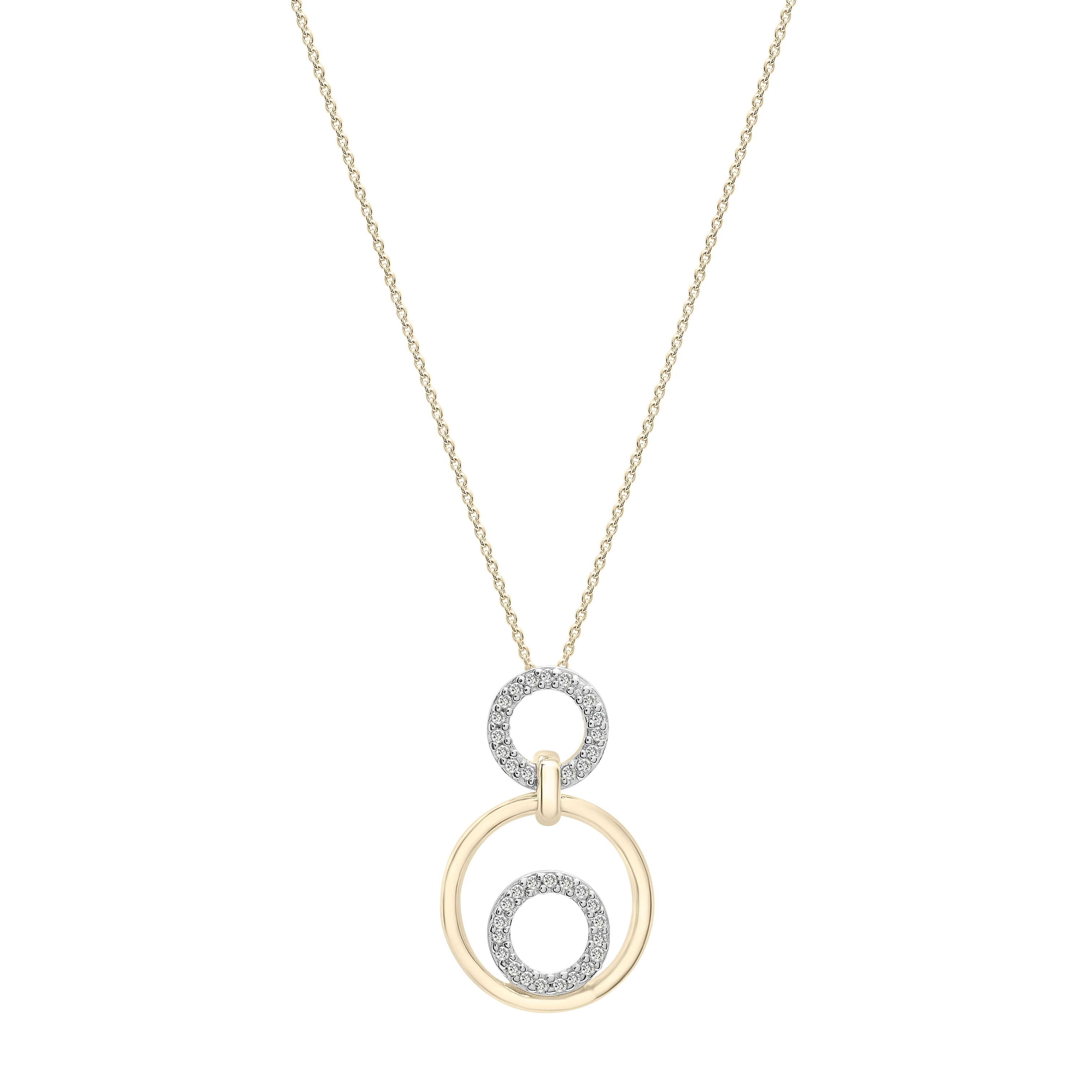 Diamond Trio Circle Pendant Necklace In 14K Gold