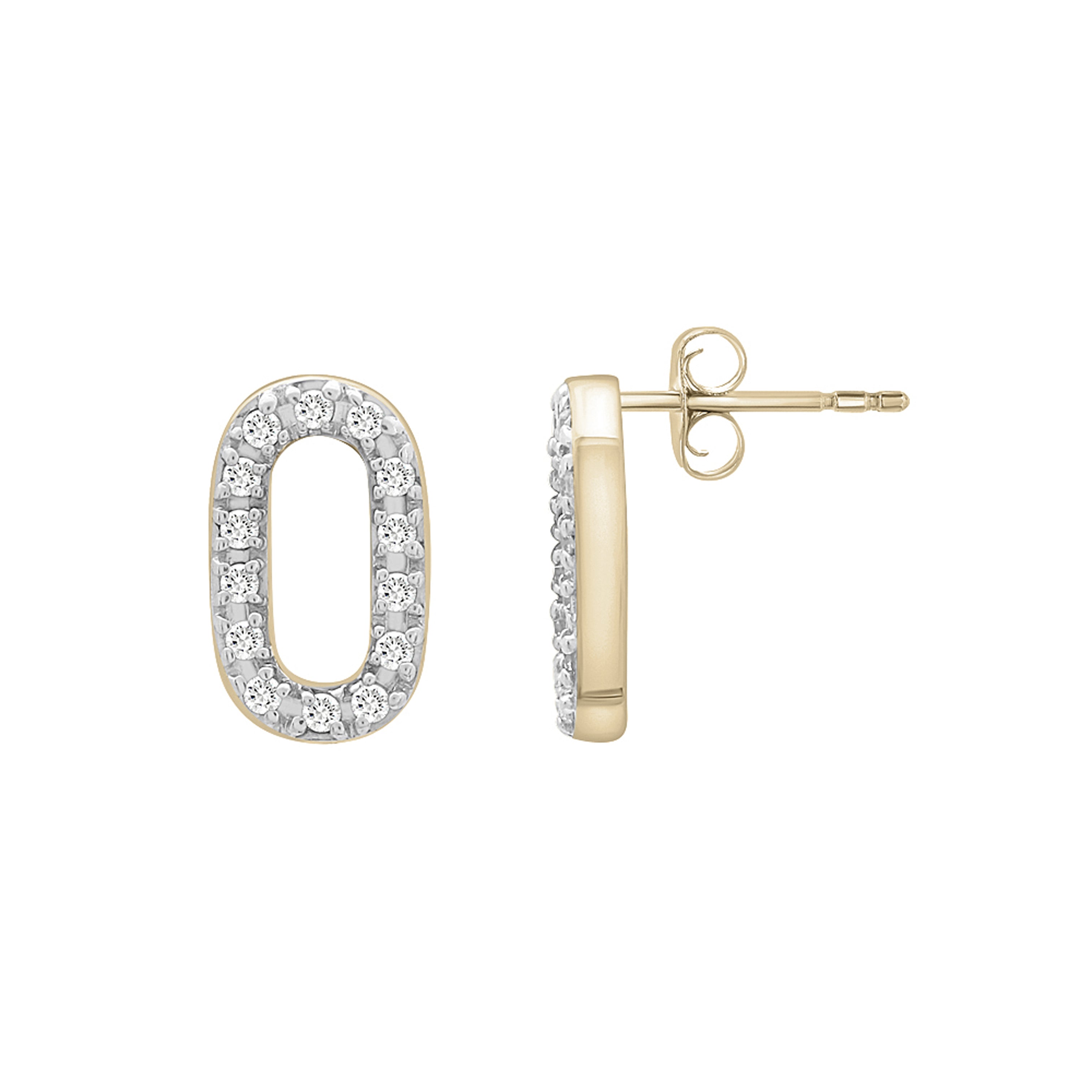 Diamond Small Oval Stud Earrings In 14K Gold