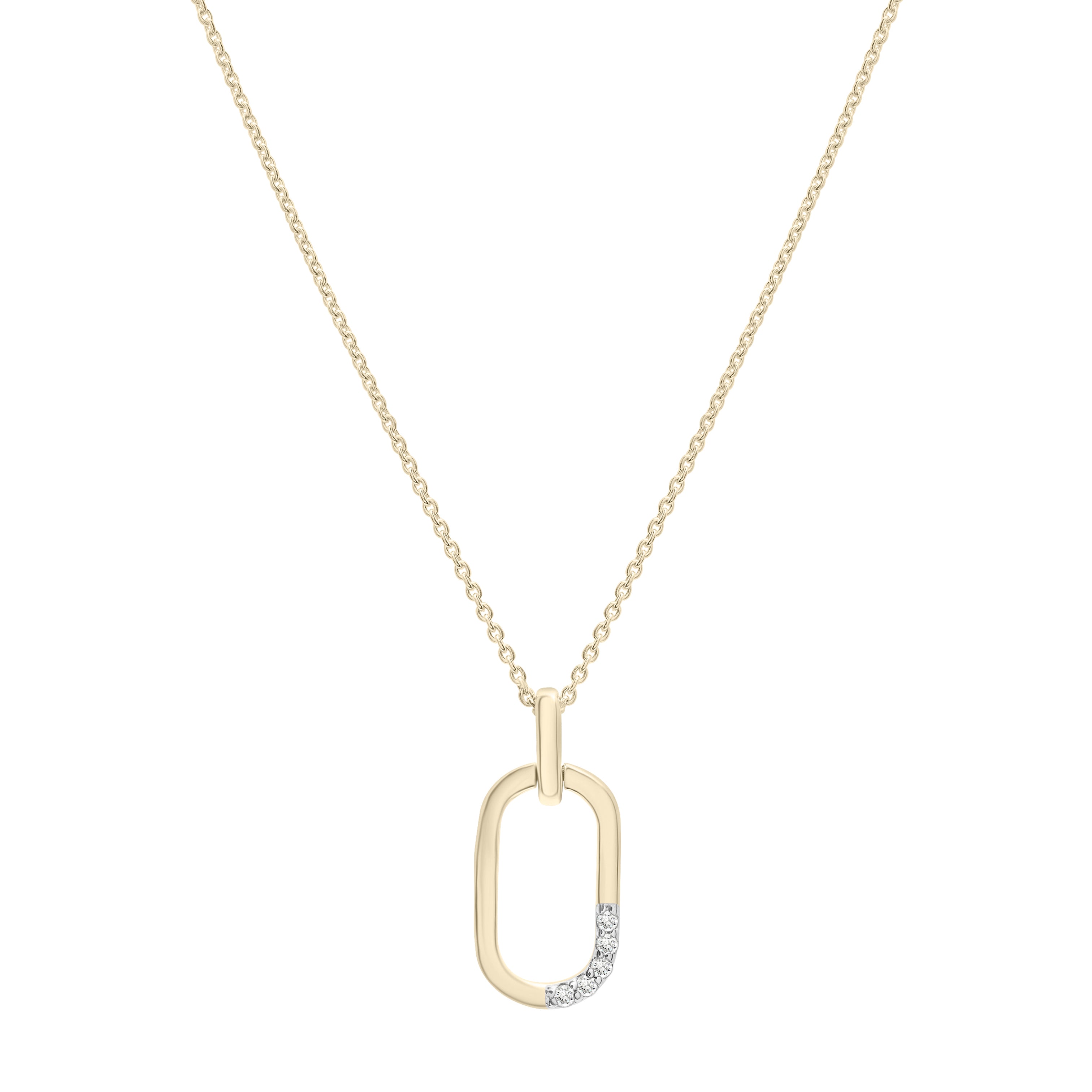 Diamond Mini Oval Pendant Necklace In 14K Gold