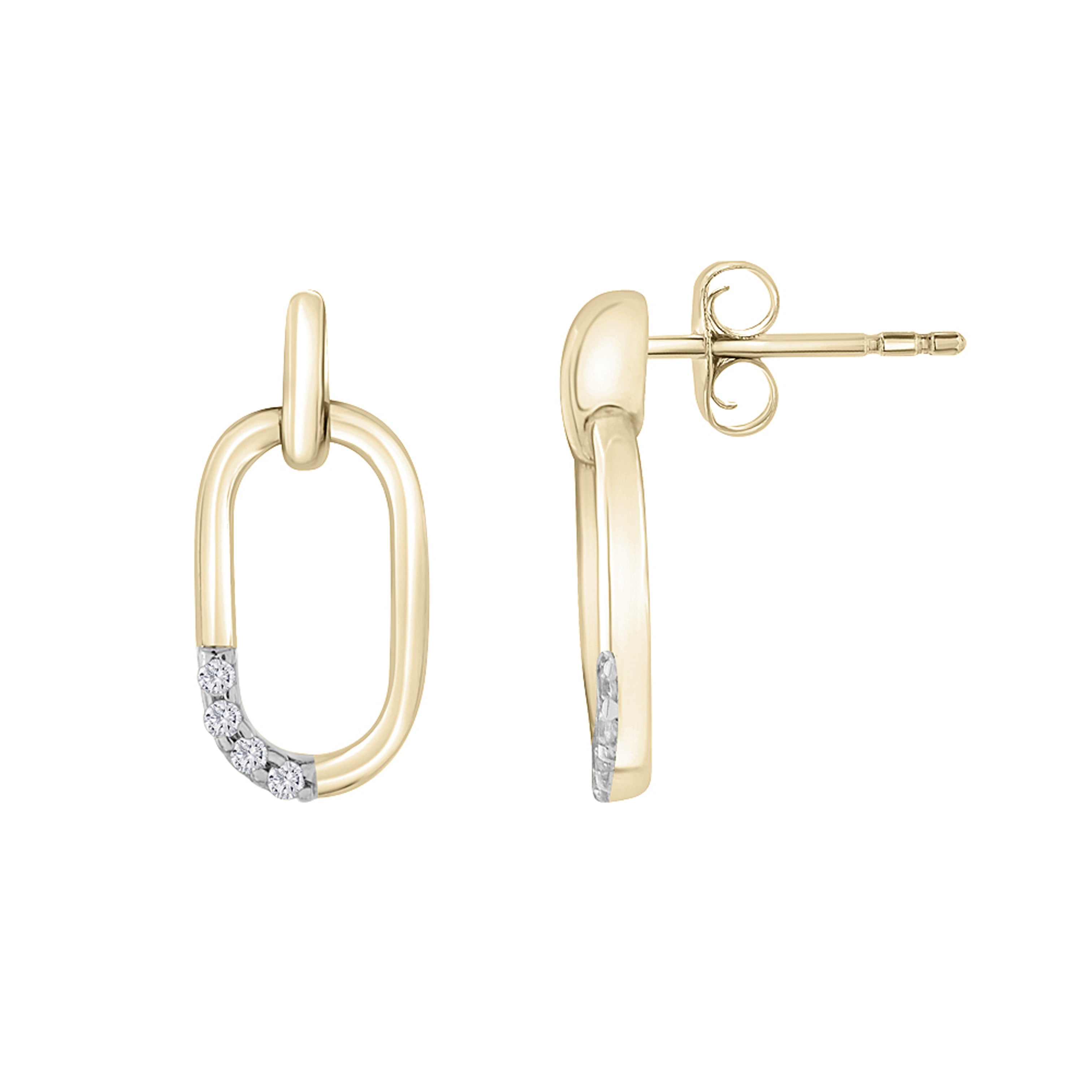 Diamond Mini Oval Stud Earrings In 14K Gold