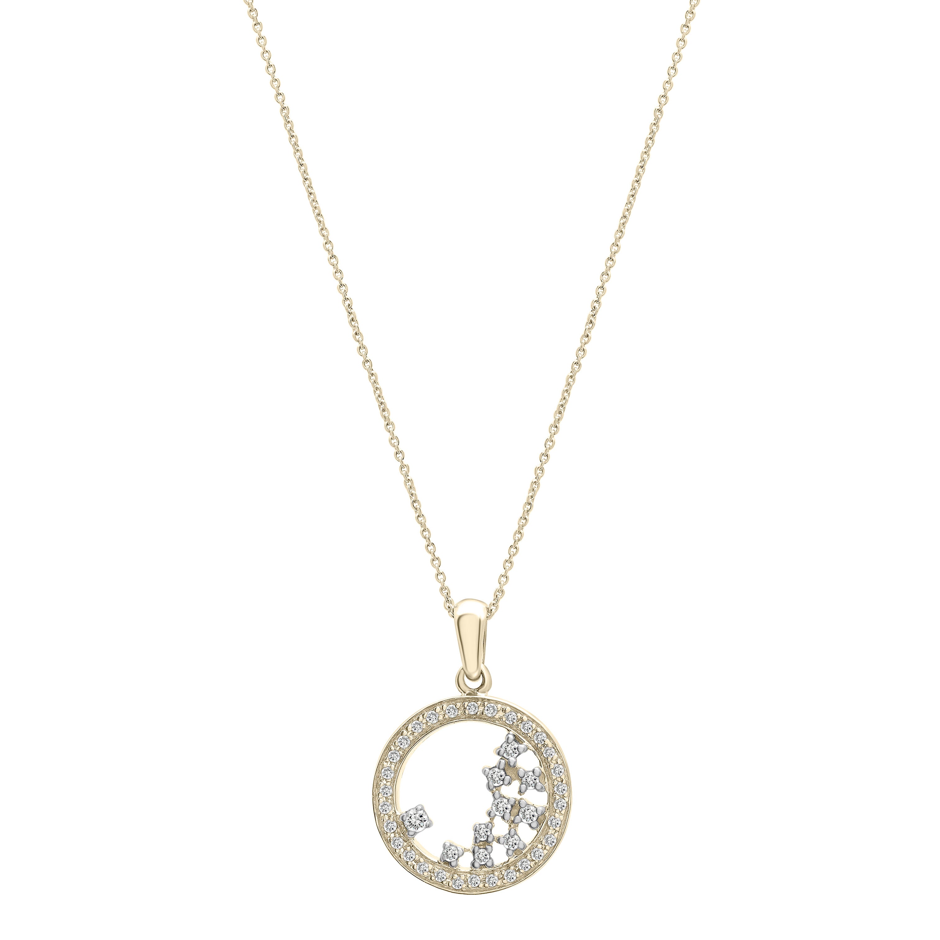 Diamond Scatter Circle Pendant Necklace In 14K Gold