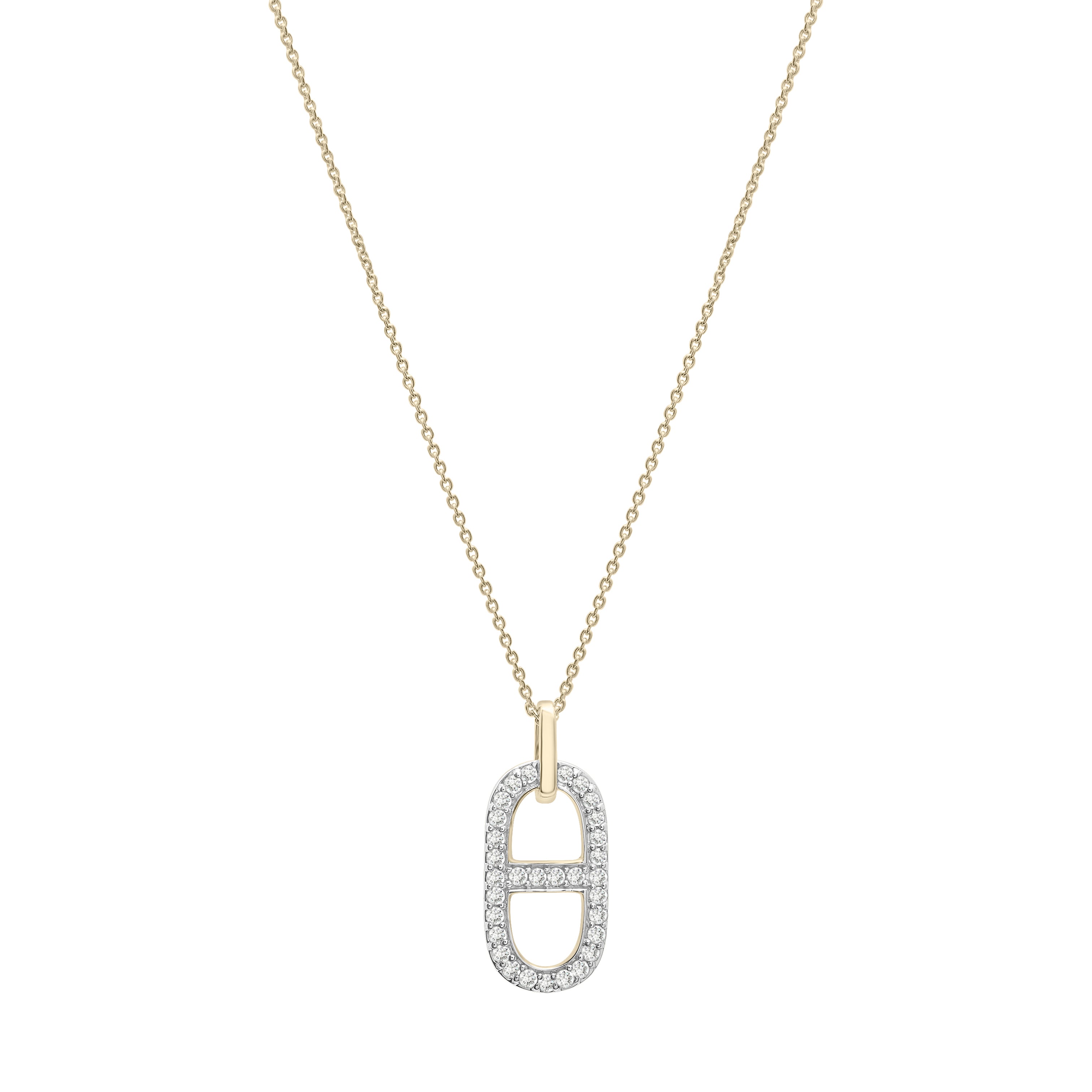 Diamond Anchor Link Pendant Necklace In 14K Gold