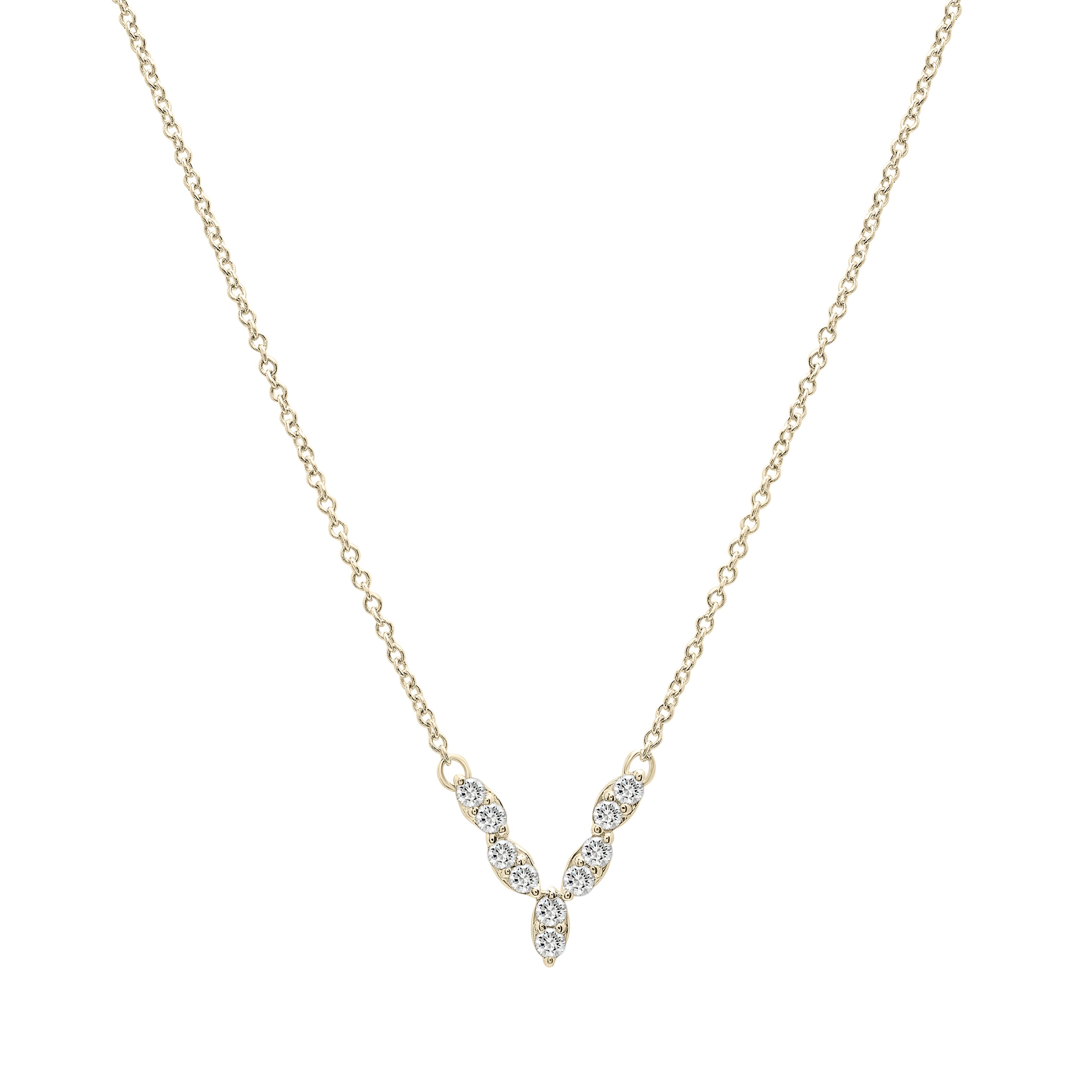 Diamond V Shape Necklace In 14K Gold