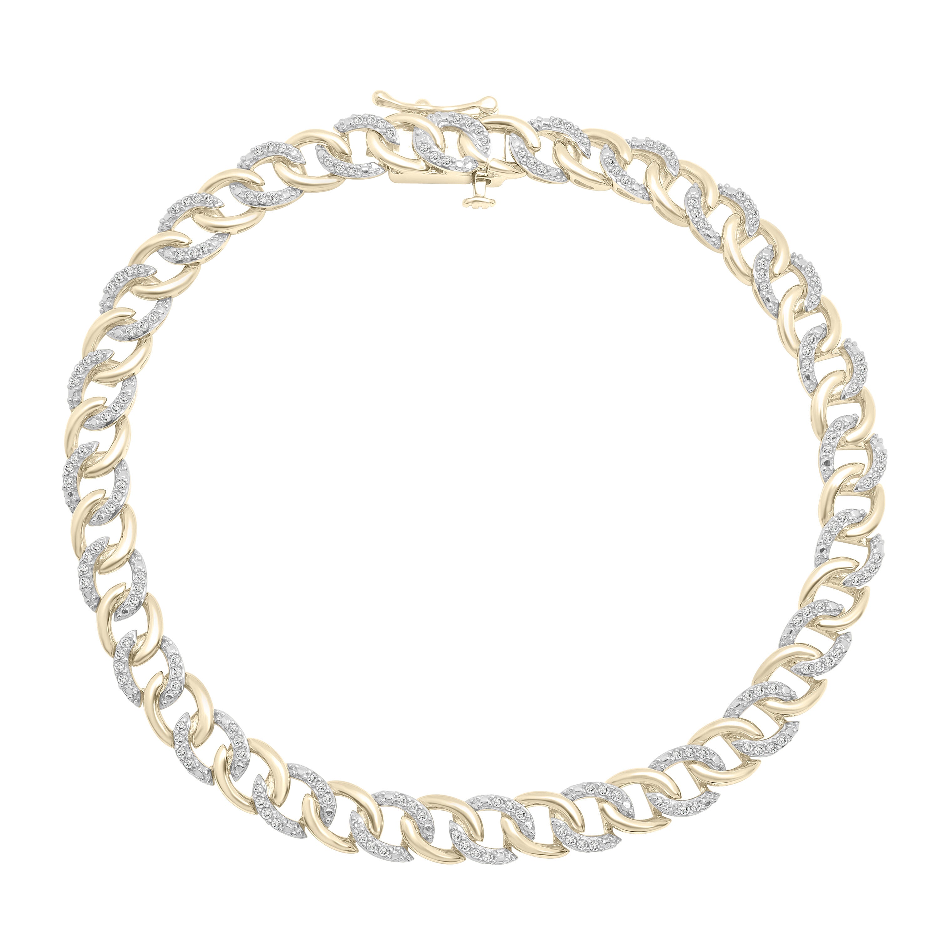 Diamond Curb Link Chain Bracelet In 14K Gold