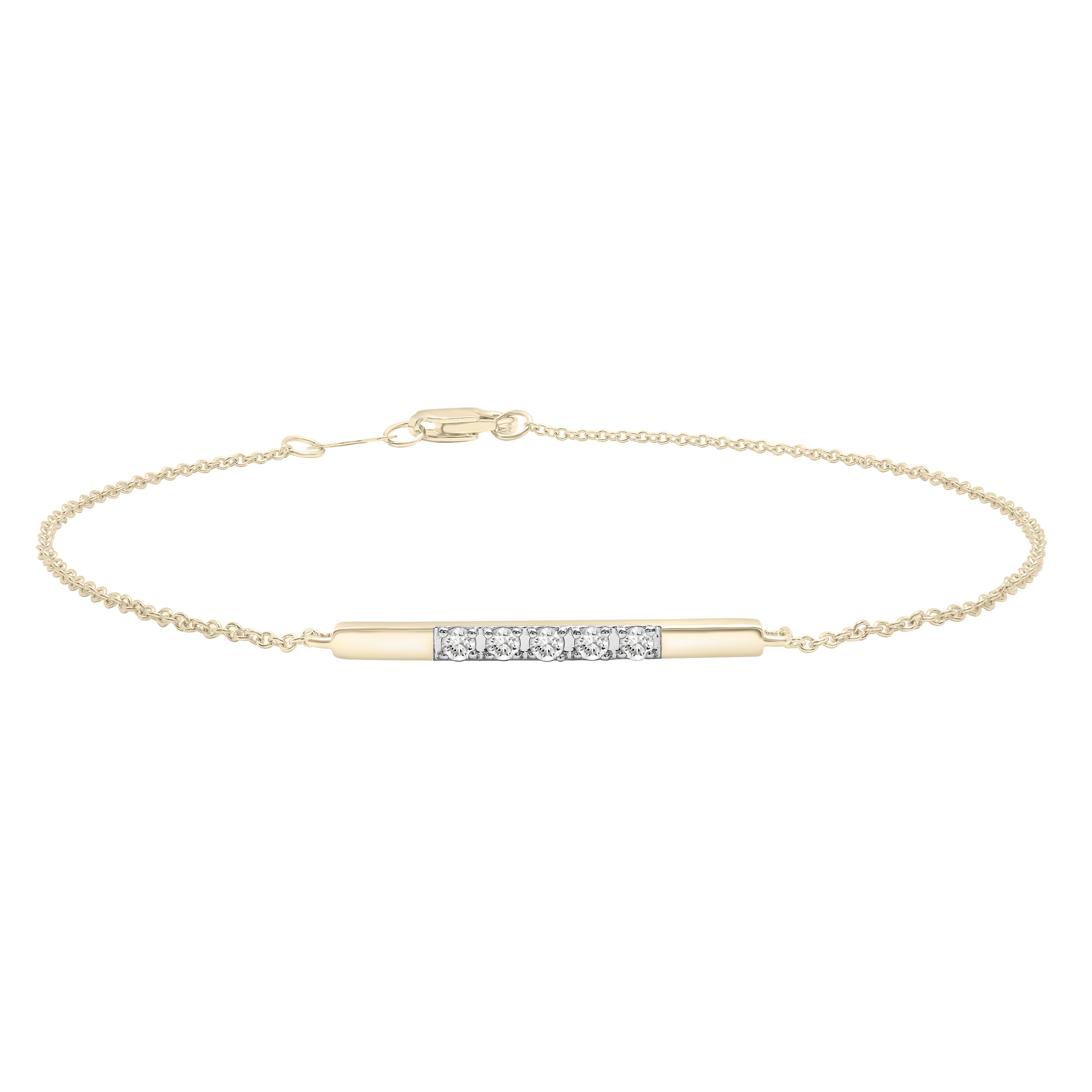 Diamond Bar Bracelet In 14K Gold