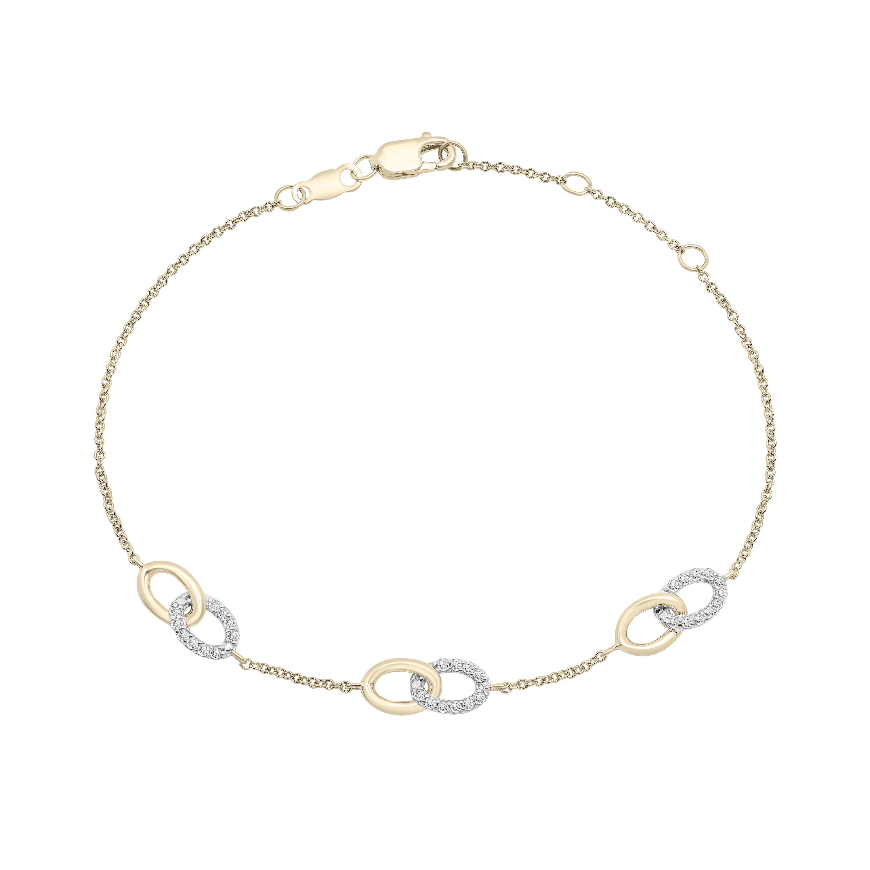 Diamond Interlocking Circles Station Bracelet In 14K Gold