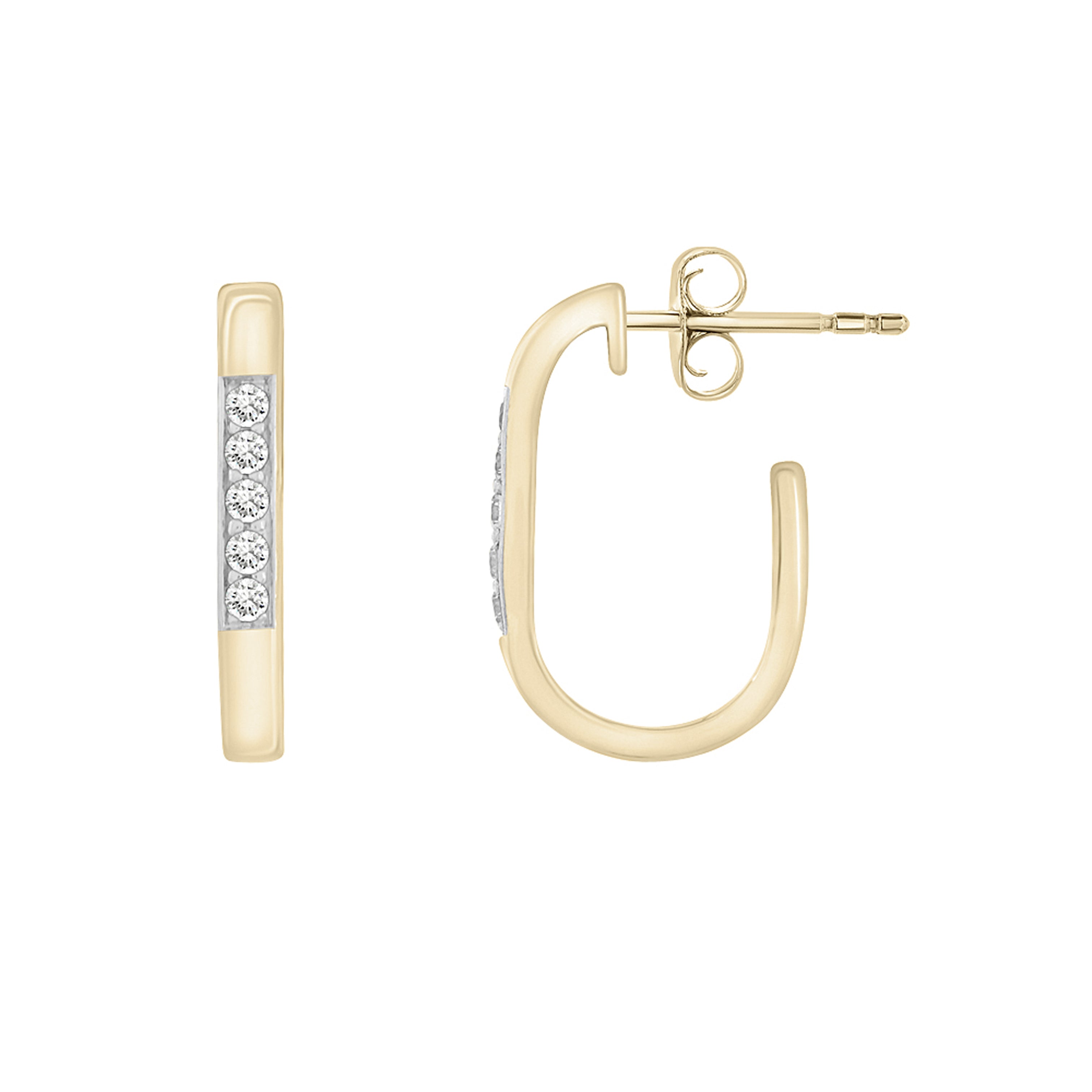 Diamond J Hoops In 14K Gold