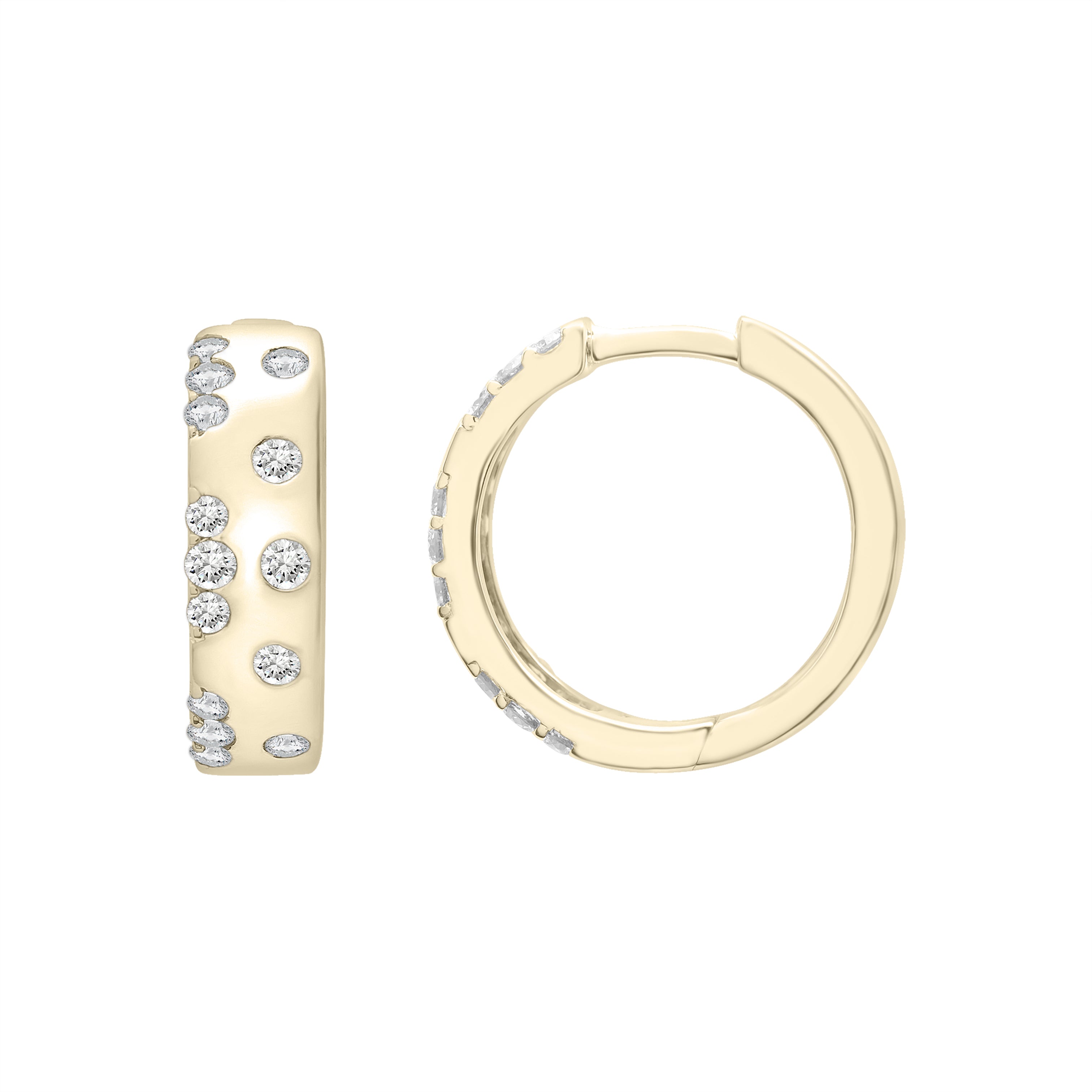 Diamond Scatter Hoops In 14K Gold