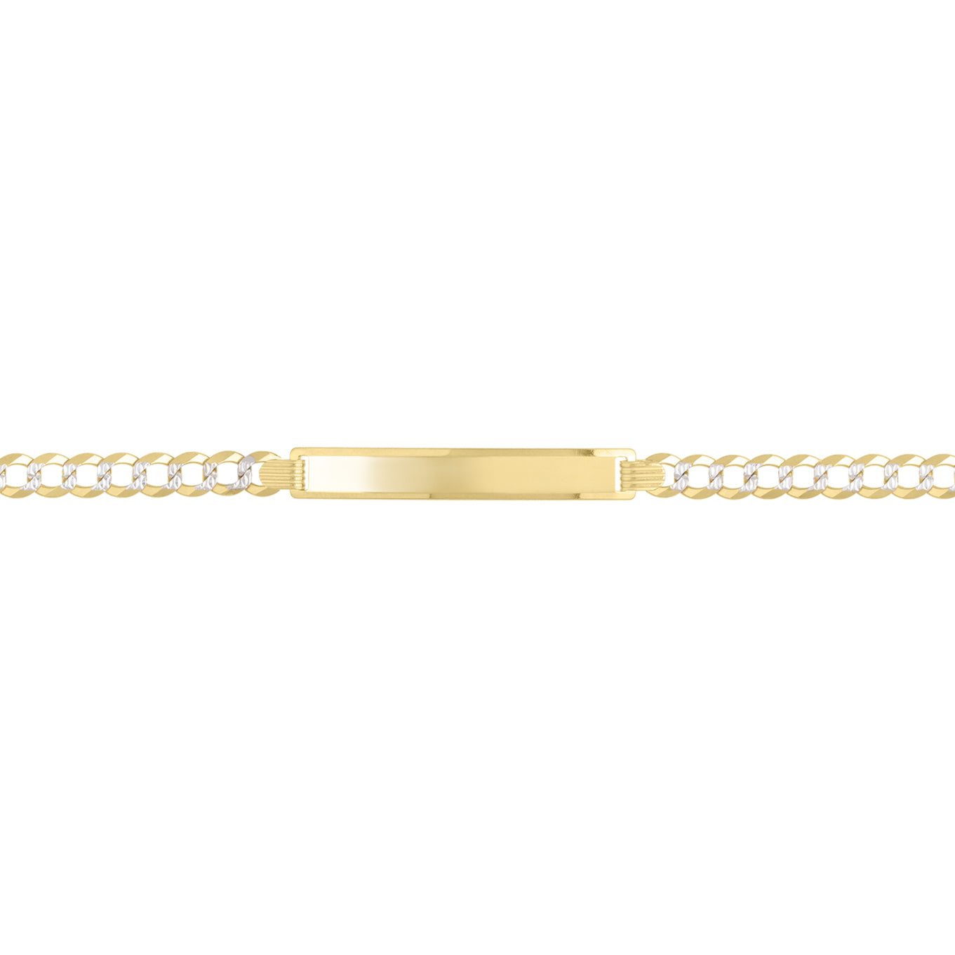 14K Gold ID Bar Curb Link Bracelet