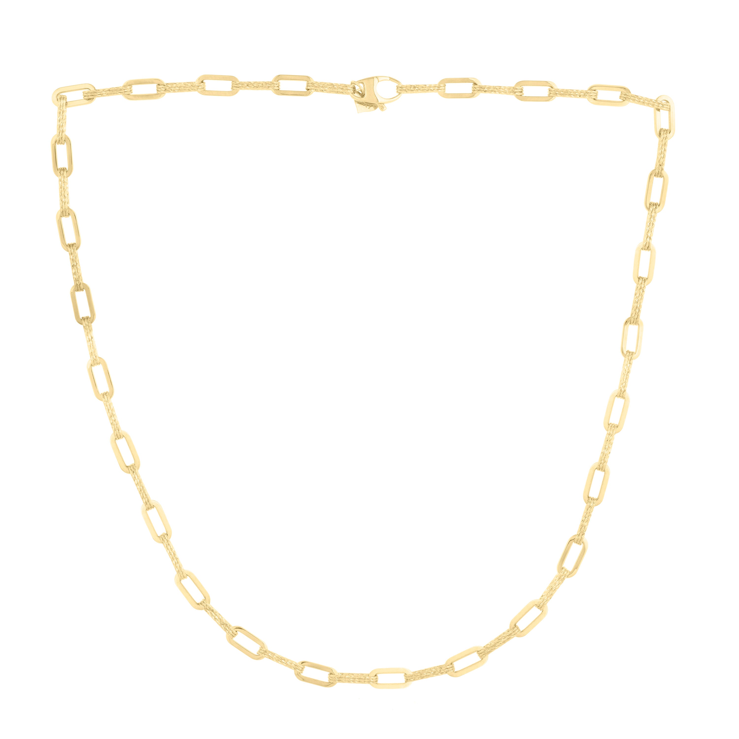 14K Gold Sparkle Paperclip Necklace