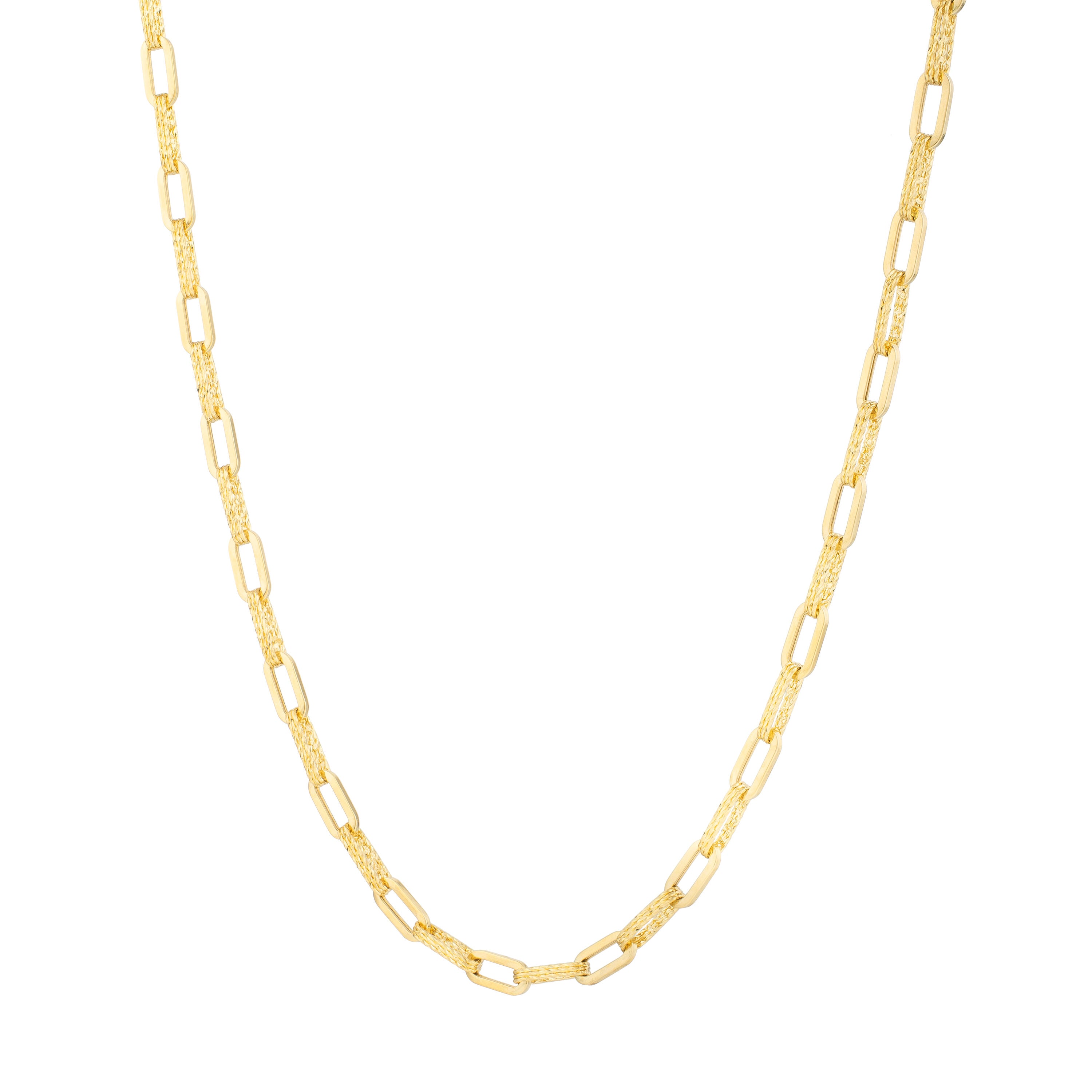 14K Gold Sparkle Paperclip Necklace