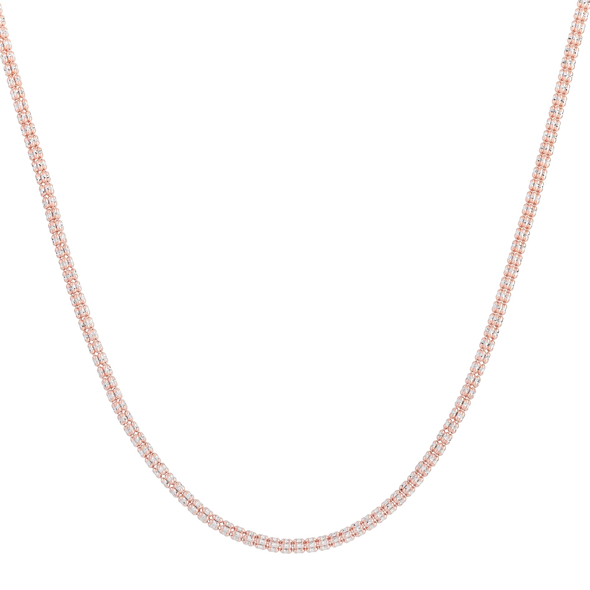 14K Two Tone Rose And White Gold Ice Shimmer Necklace