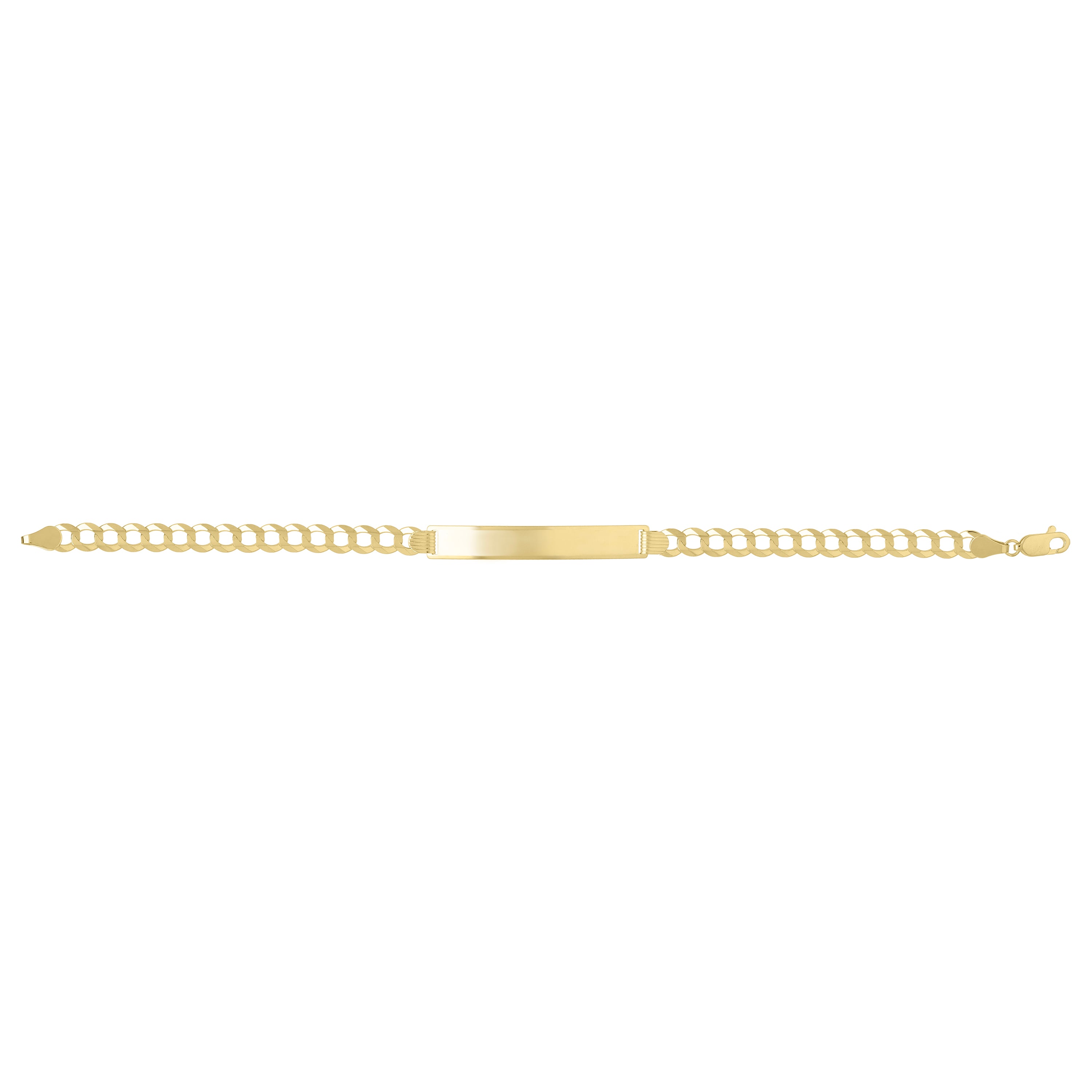 14K Gold ID Bar Curb Link Bracelet