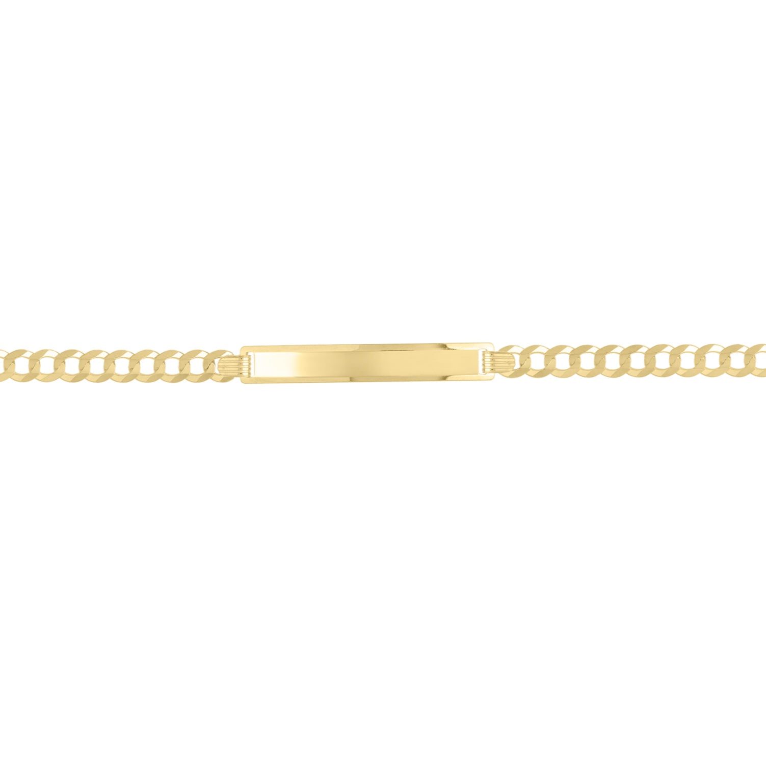 14K Gold ID Bar Curb Link Bracelet