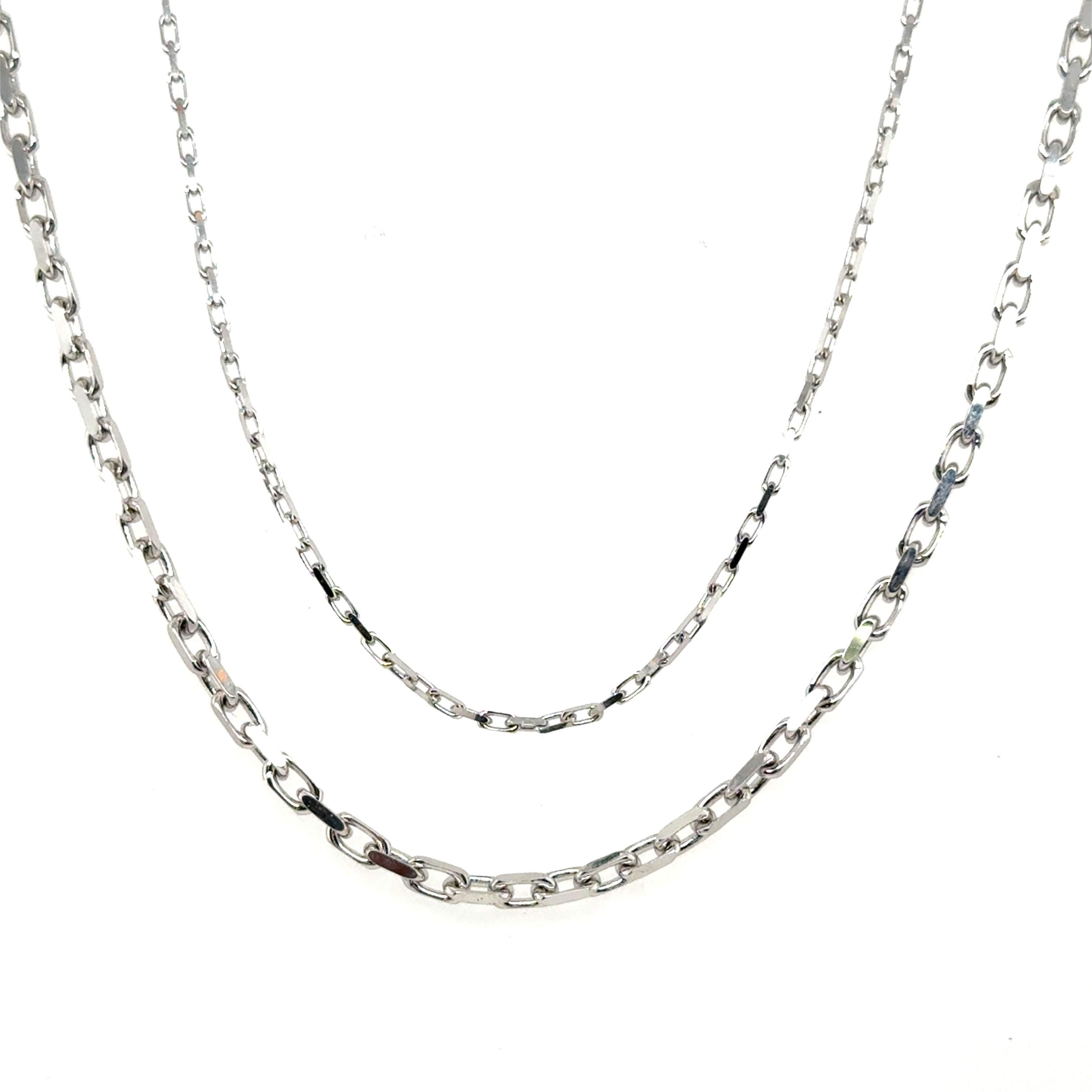 14K White Gold Faceted Cable Link Necklace