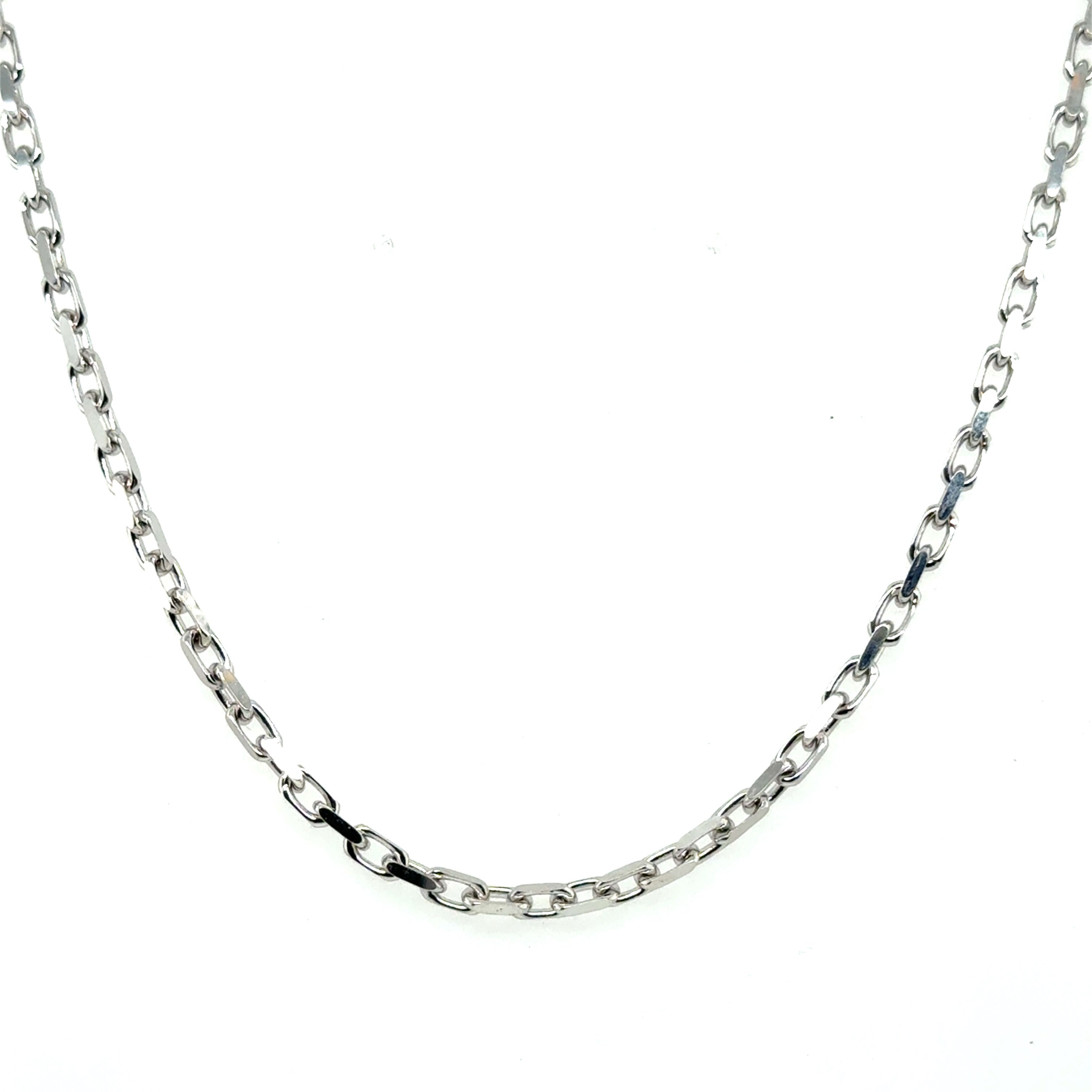 14K White Gold Faceted Cable Link Necklace