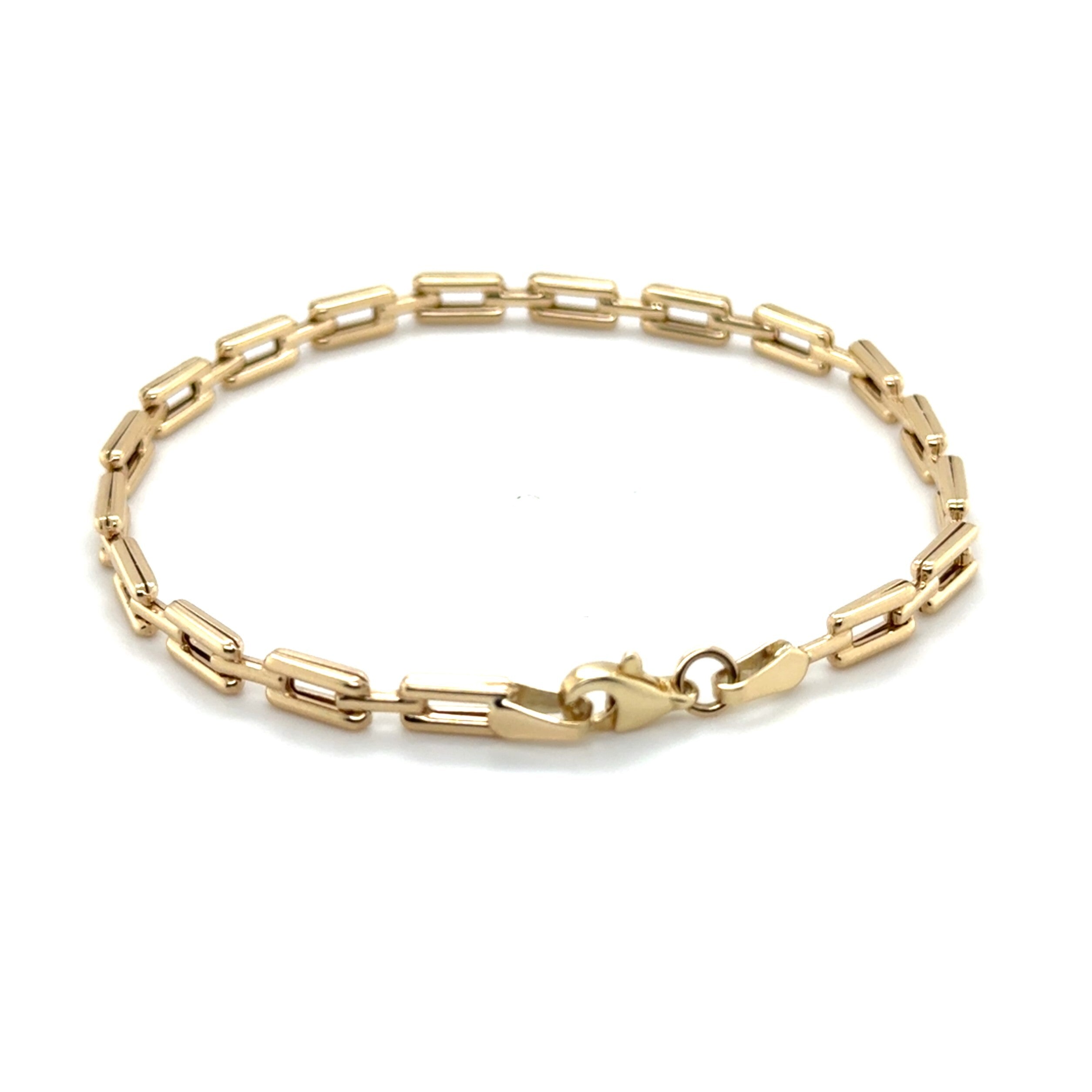 10K Gold Deco Bracelet: 7" Rectangle Links