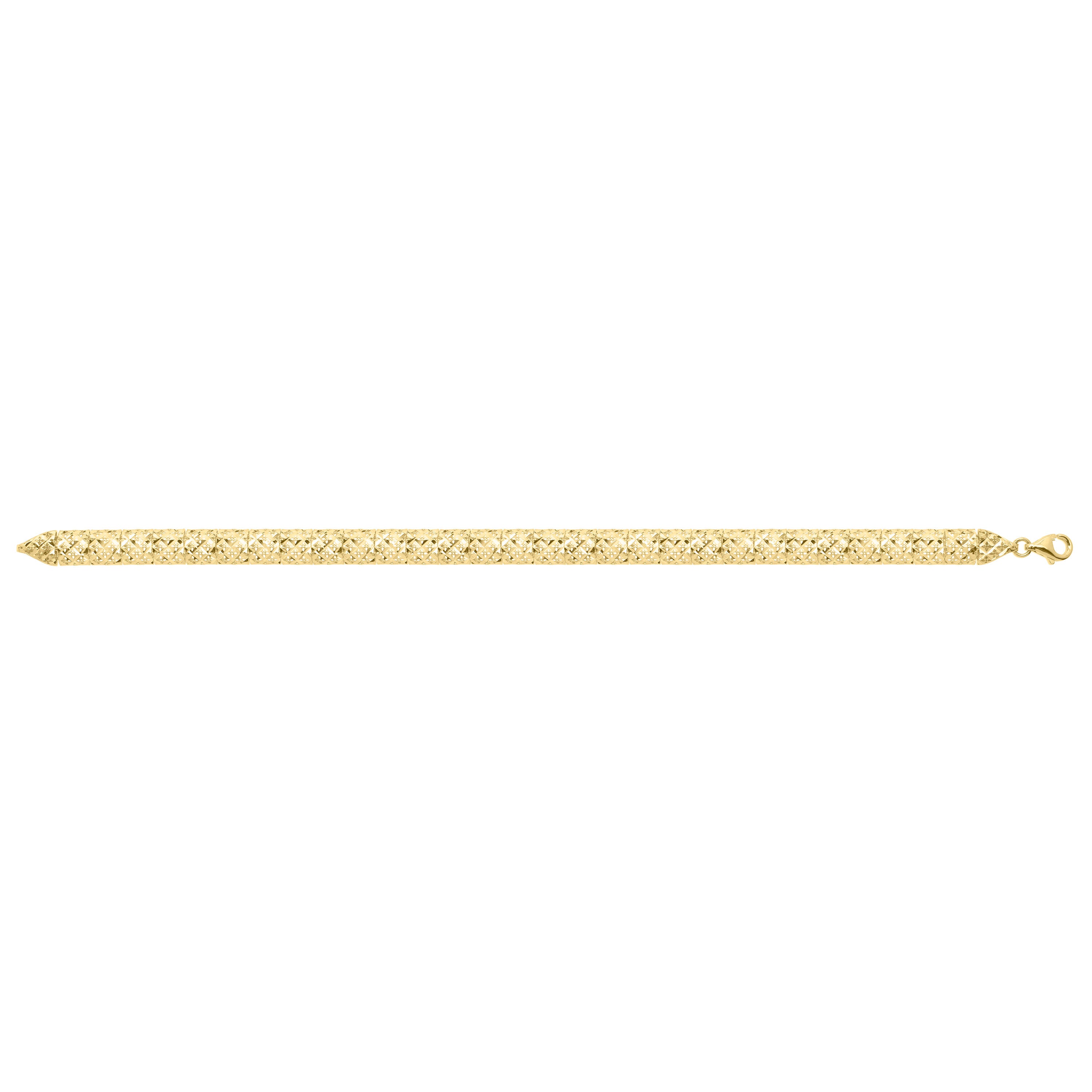 10K Gold Square Link Bracelet 7.25" Pierced Work