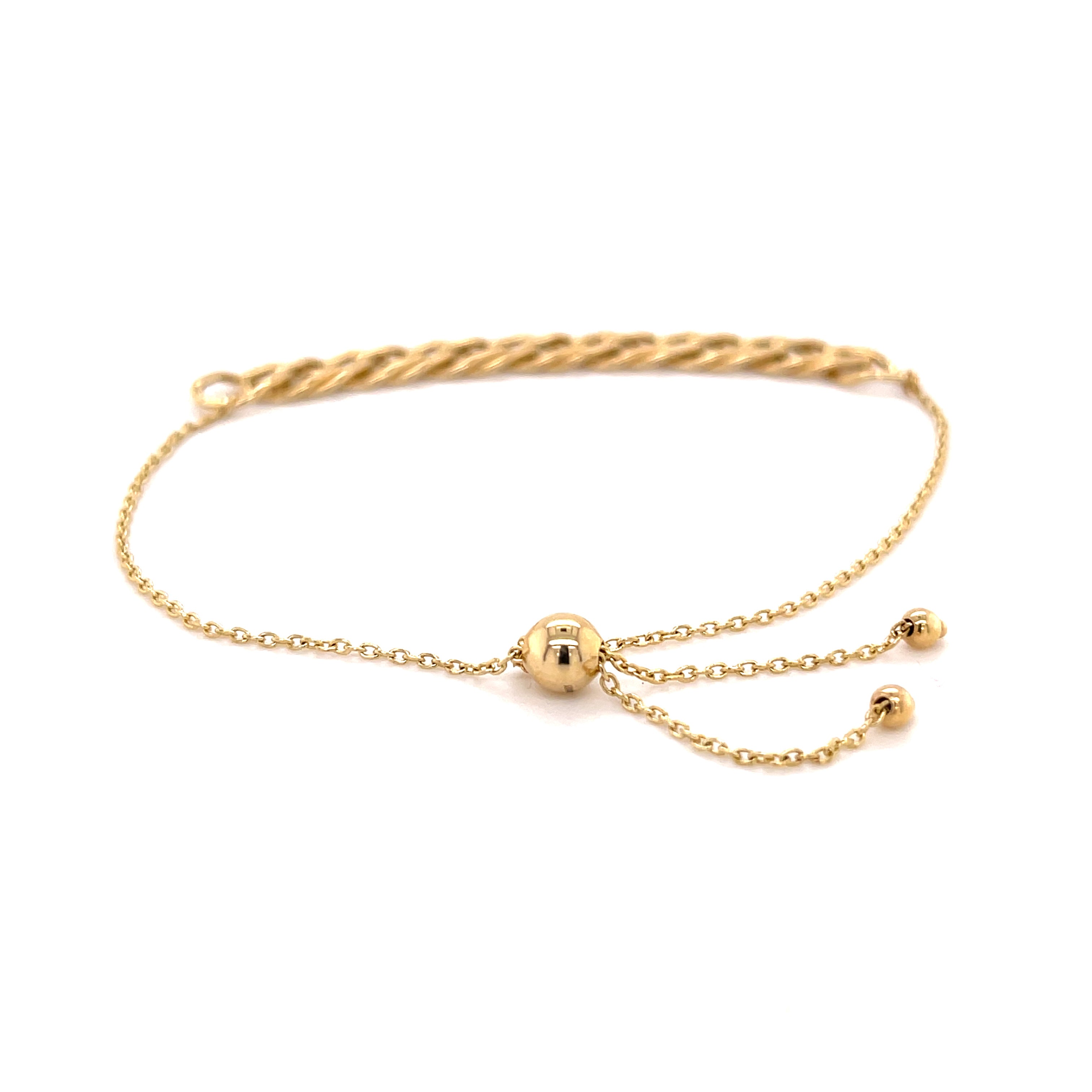 14K Gold Interlocking Link Friendship Bracelet - Adjustable, Sleek and Tarnish Resistant