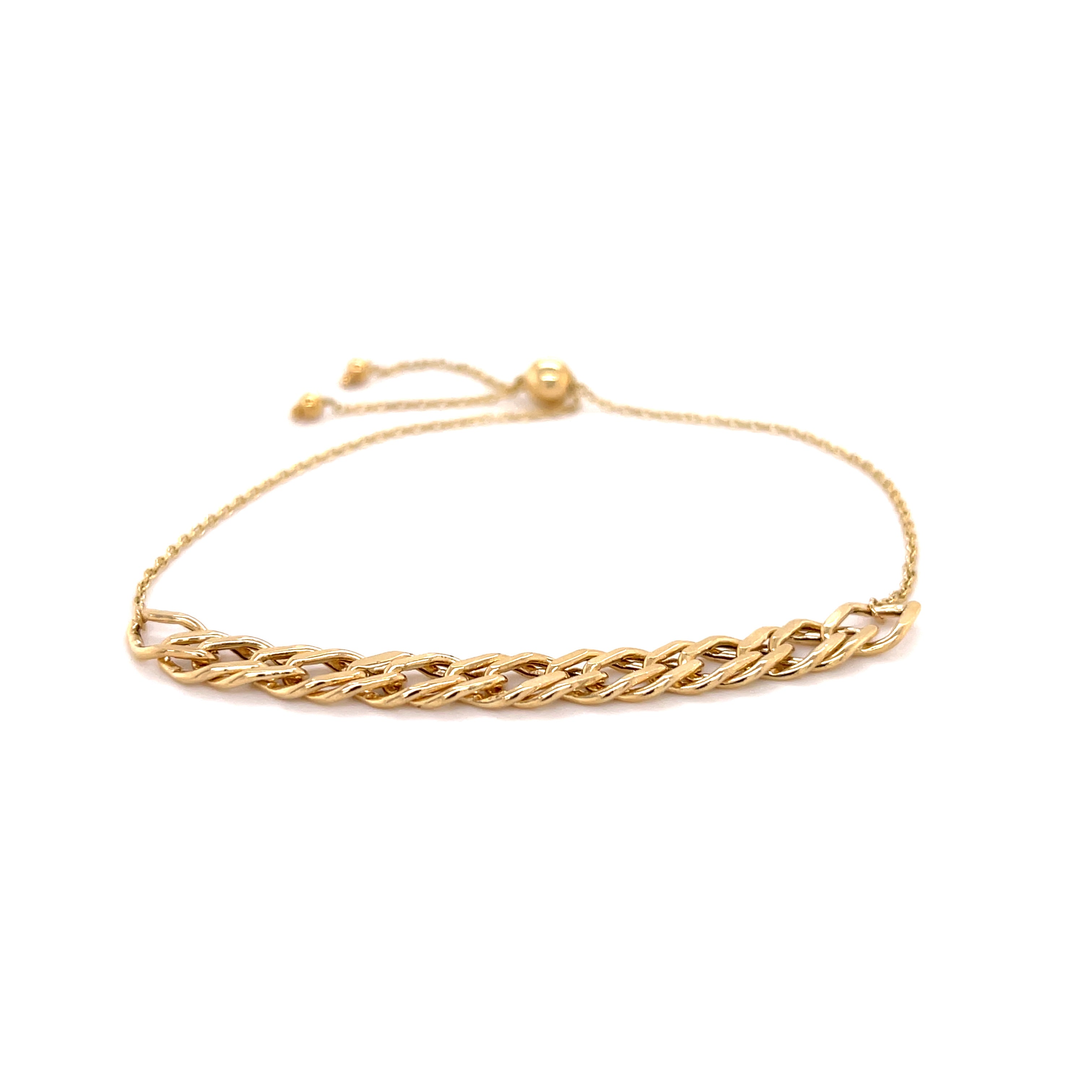 14K Gold Interlocking Link Friendship Bracelet - Adjustable, Sleek and Tarnish Resistant