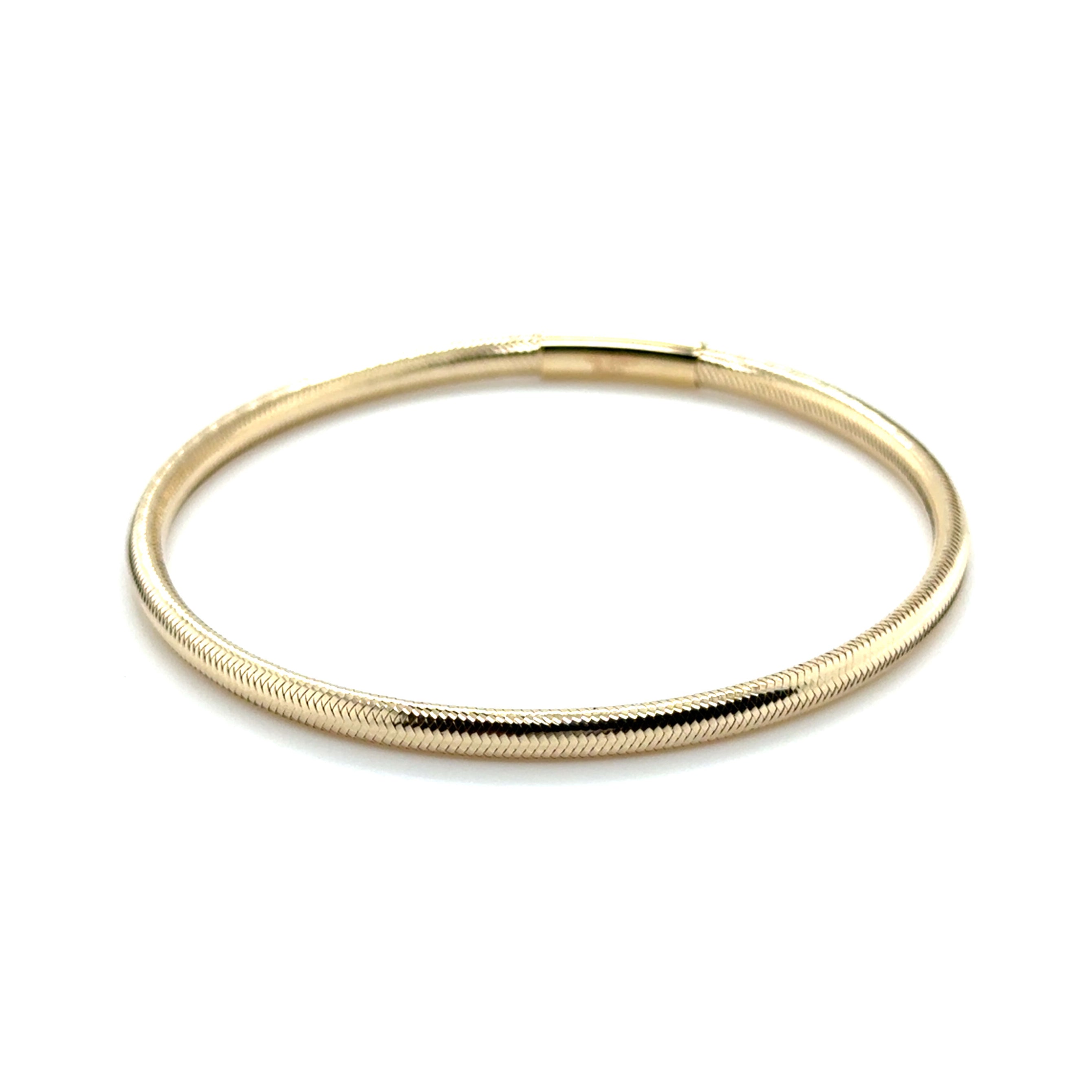 14K Gold 3.4mm Thick Stretchable Mesh Bangle Bracelet No Clasp Seamless