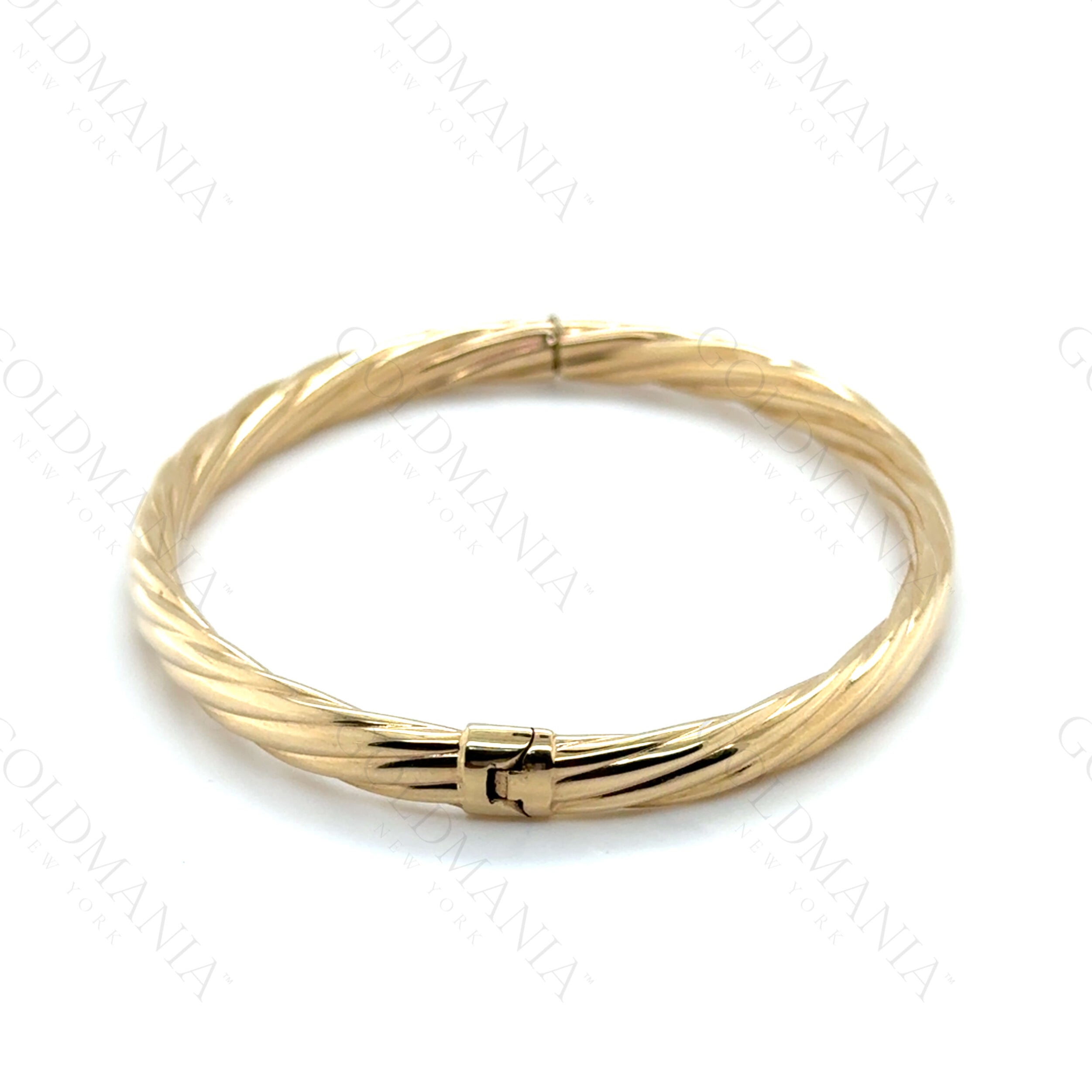 14K Gold 5mm Twisted Bangle Bracelet – Bold, Woven Look and Elegant Clasp