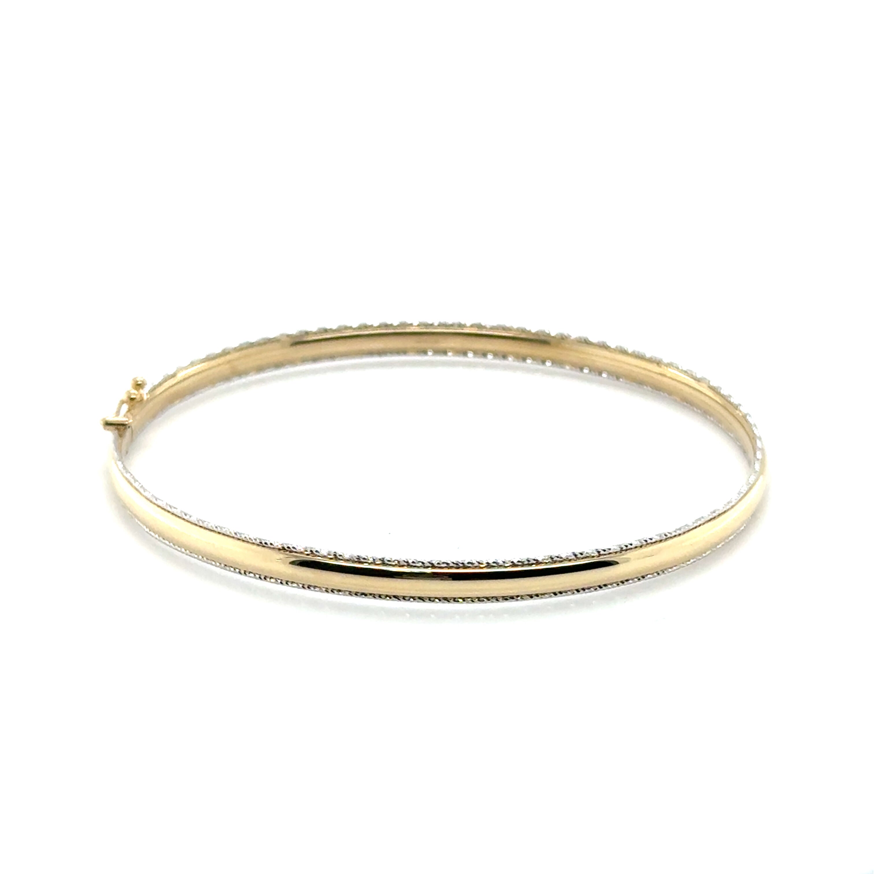 14K Two Tone Gold Bangle With Glitter Edge