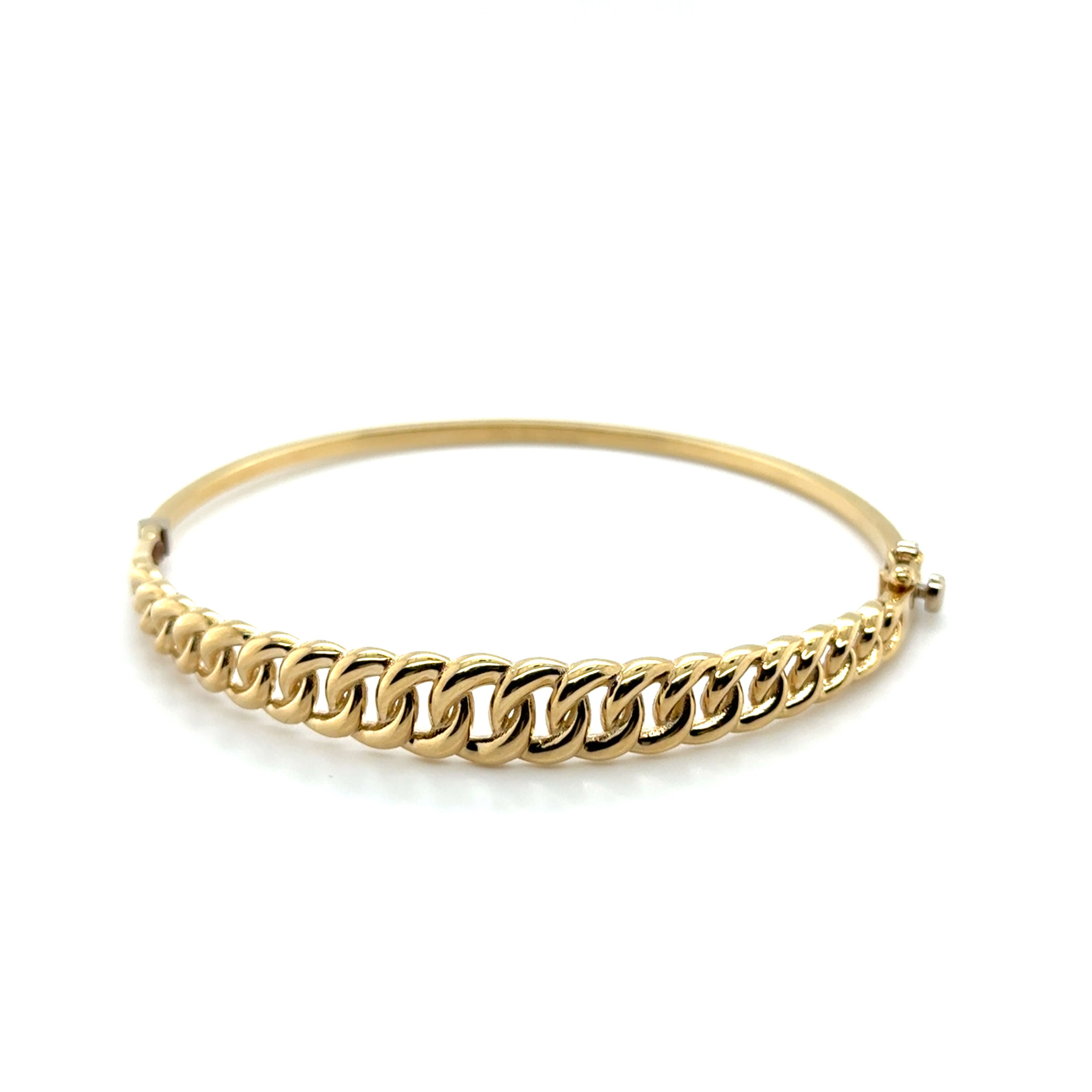 14K Gold Gradutated Curb Bangle Bracelet