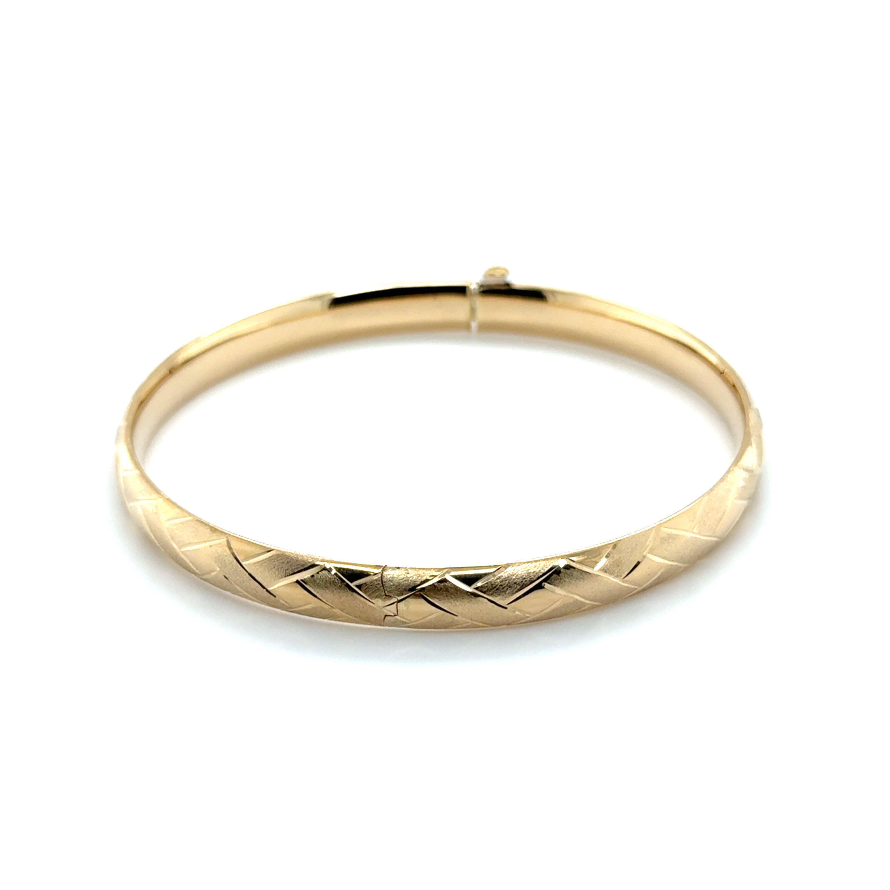 14K Gold Basketweave Bangle Bracelet