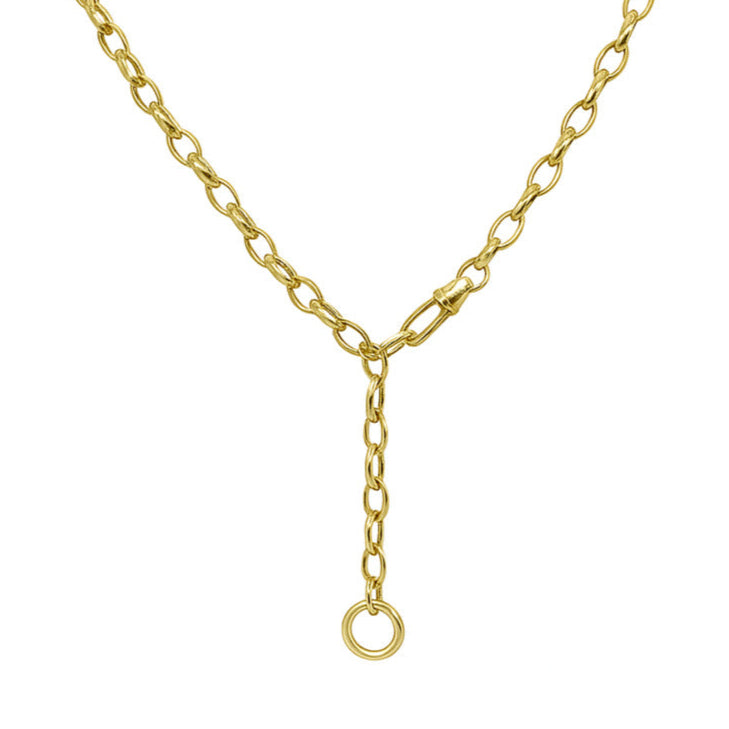 14K Gold Double Clasp Charm Holder Necklace