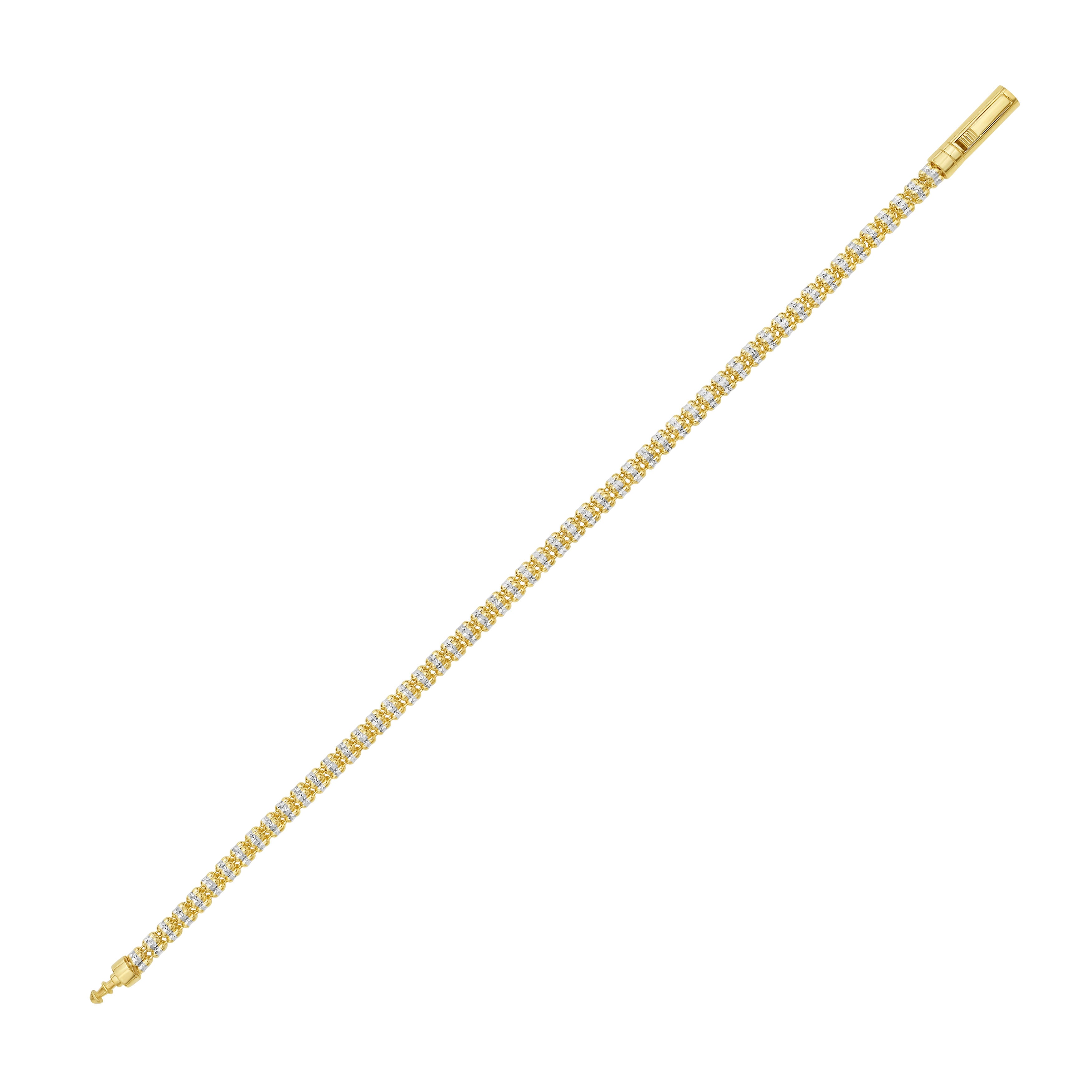 14K Two-Tone Gold Ice Shimmer Chain Bracelet 7.5" (3.3mm)