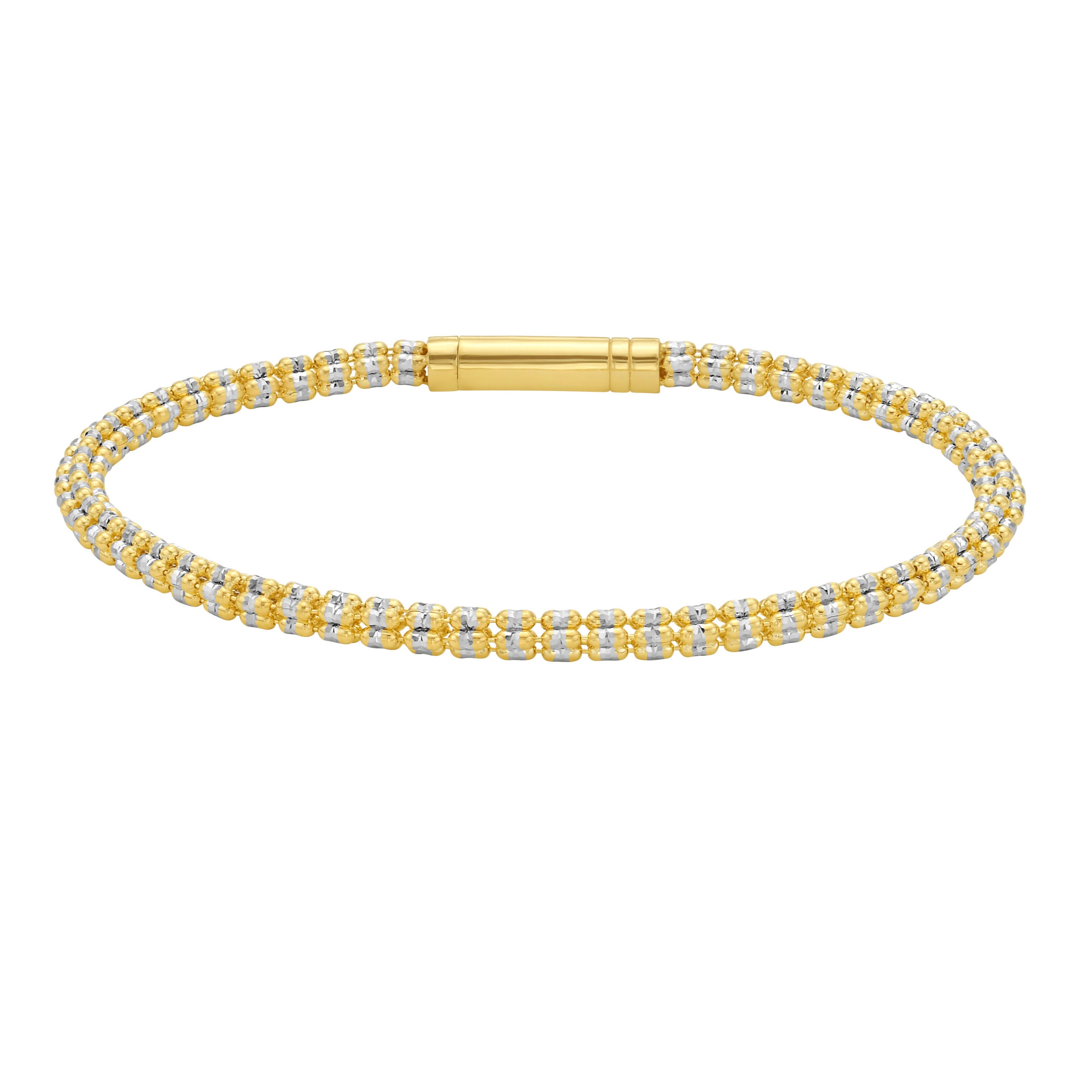14K Two-Tone Gold Ice Shimmer Chain Bracelet 7.5" (3.3mm)