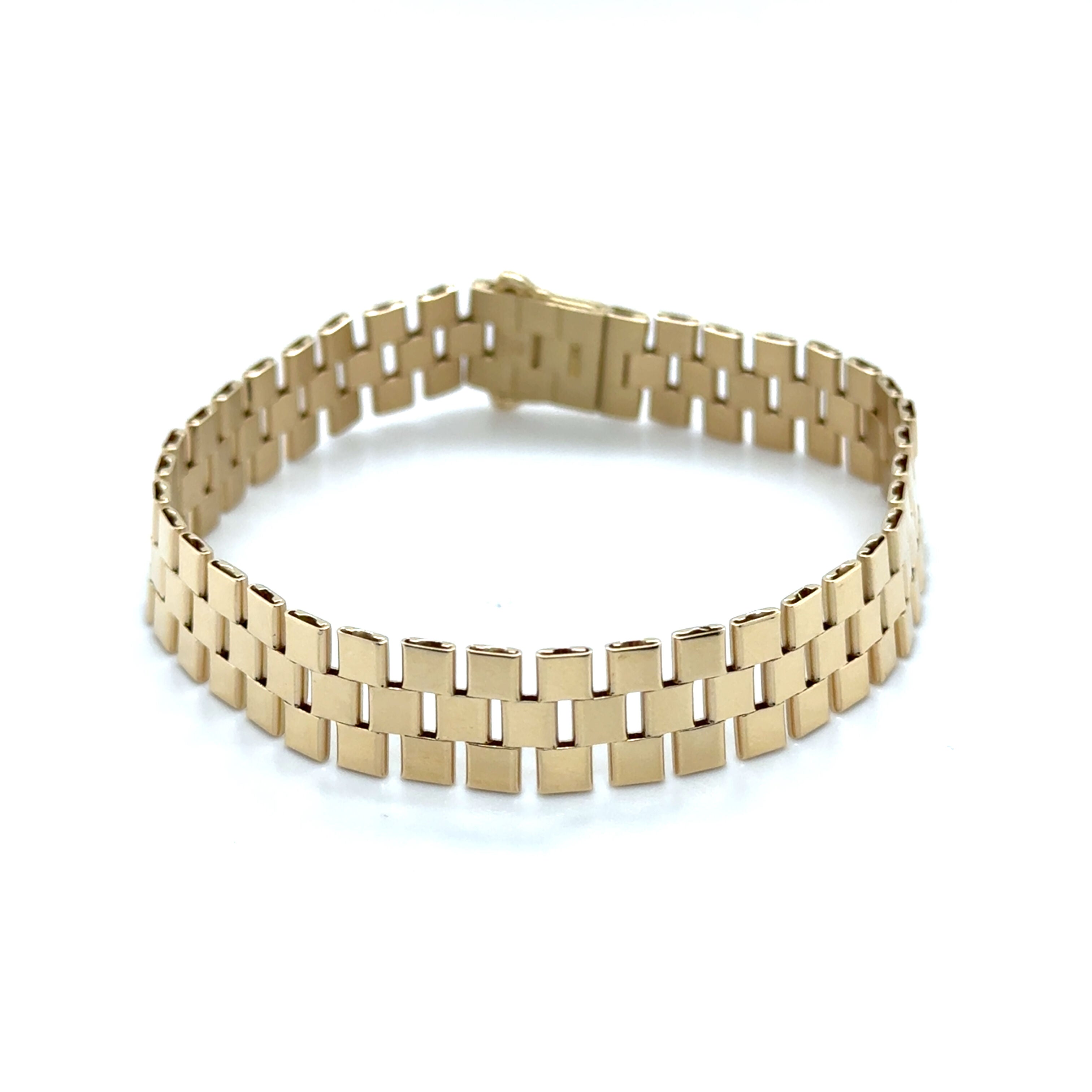 14K Gold Classic Railroad Bracelet: 7" - 10mm Wide