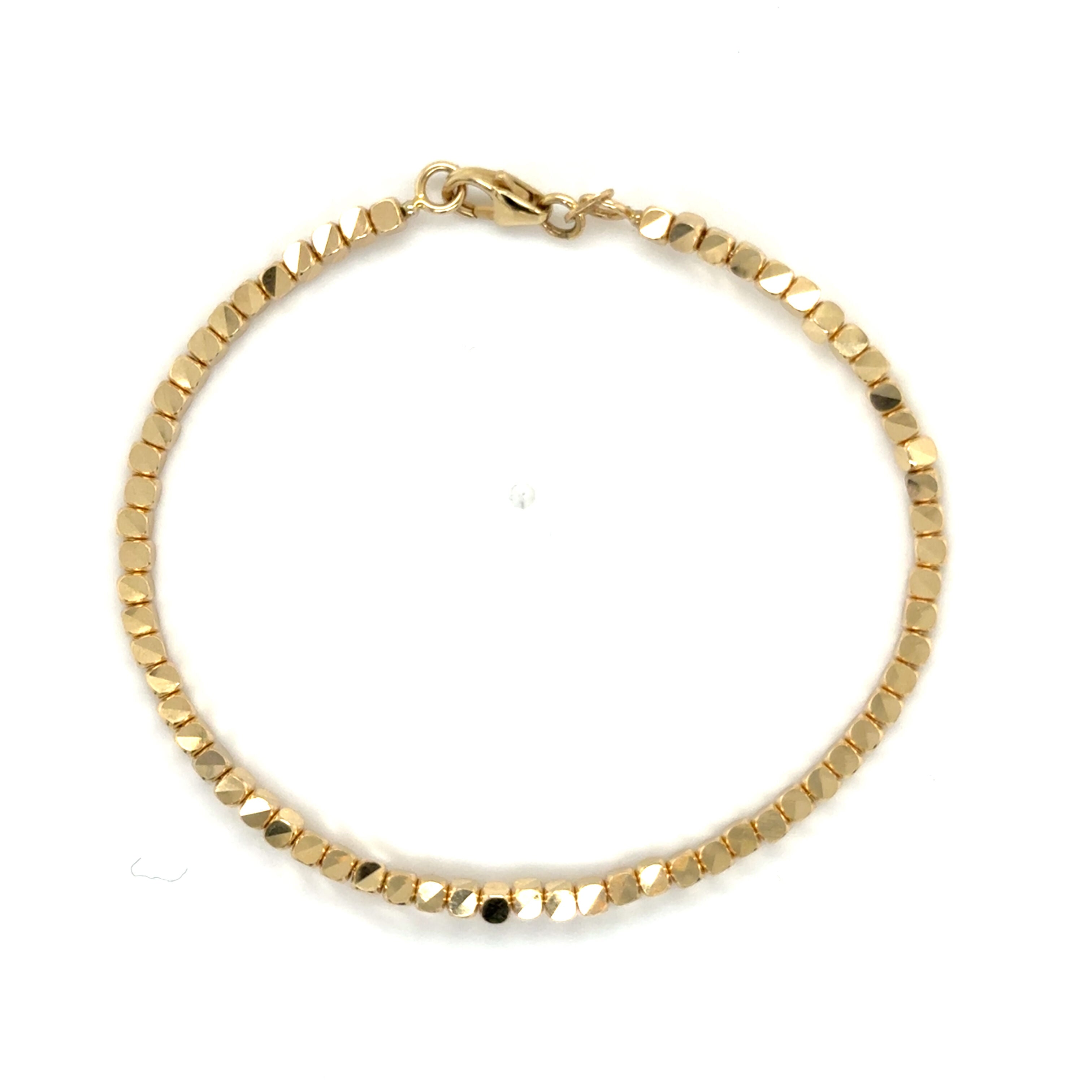 14K Gold Cube Bangle Bracelet: 6.75" - Unique & Timeless Design