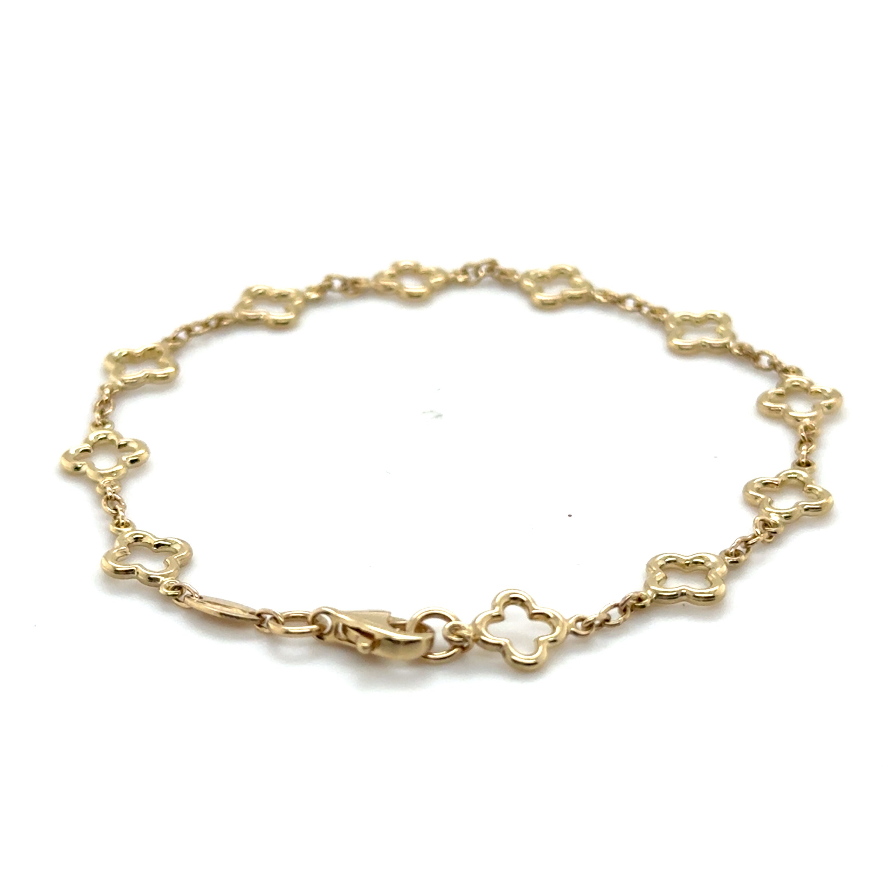 14K Yellow Gold Clover Link Chain Bracelet – Lucky, Elegant, Timeless